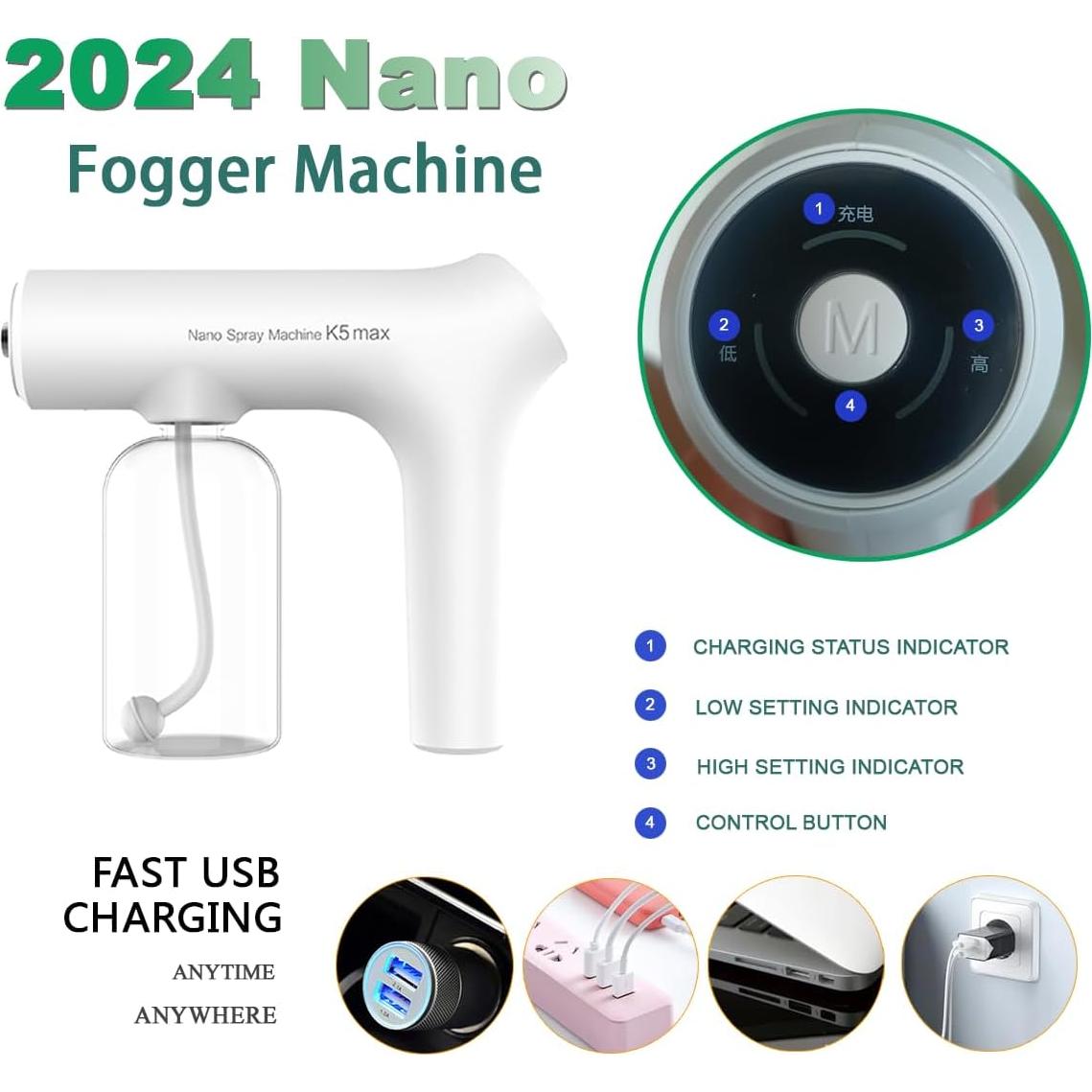 Atomizador Nano JAJEDS 380ml con Luz Azul y Batería 1800mAh