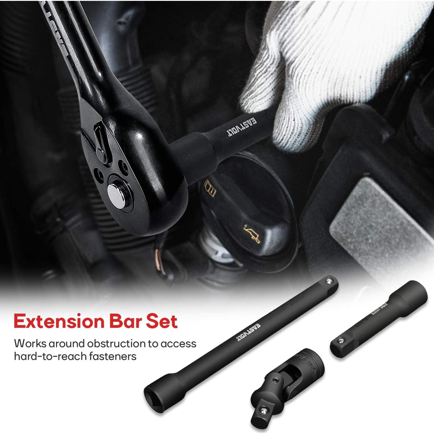 Juego de Llaves de Carraca 46 Piezas Eastvolt, Acero Cromo Vanadio