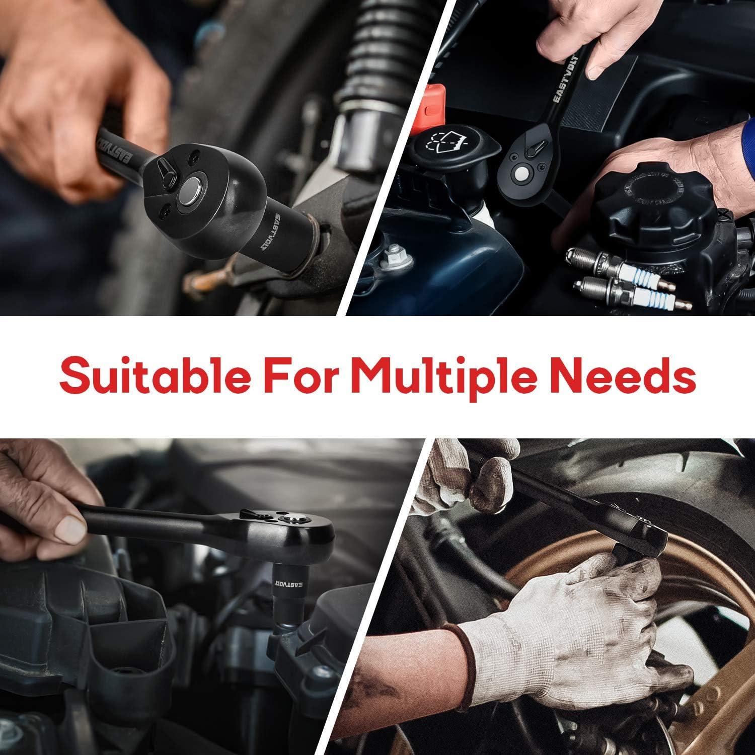 Juego de Llaves de Carraca 46 Piezas Eastvolt, Acero Cromo Vanadio