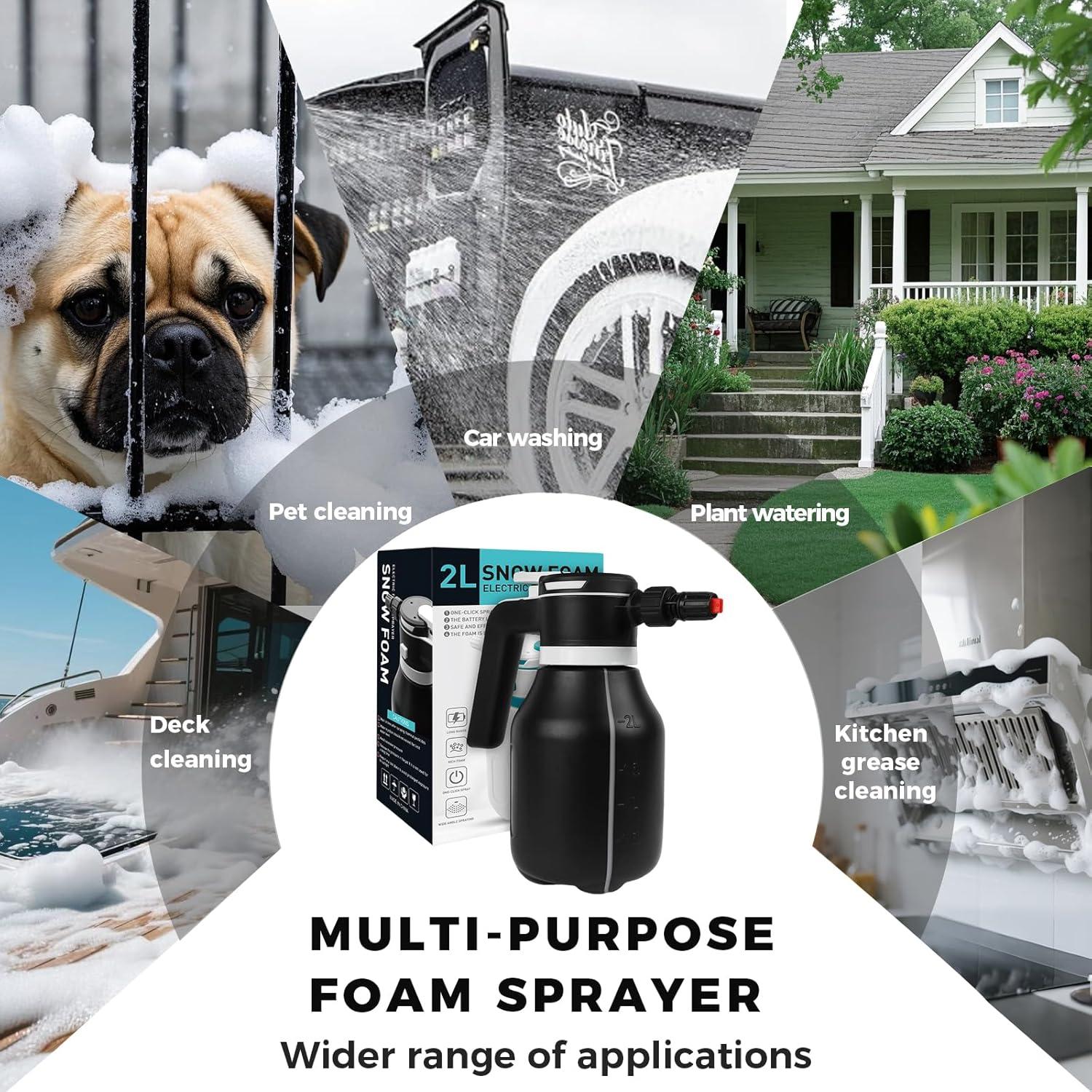 Rociador de Espuma Eléctrico ABFKQUEQ 2L Portátil para Autos