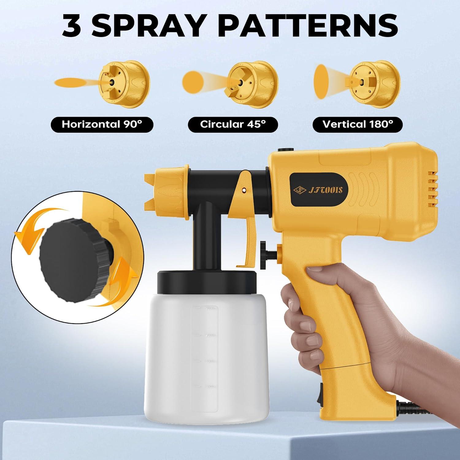 Pistola de Pintura Eléctrica JFTOOIS 900ml Ajustable Amarillo