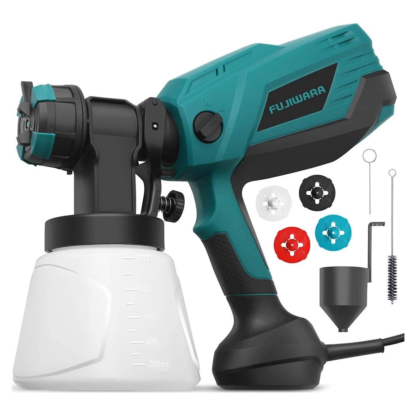 Pistola de Pintura Eléctrica FUJIWARA 700W 1000ml 4 Boquillas