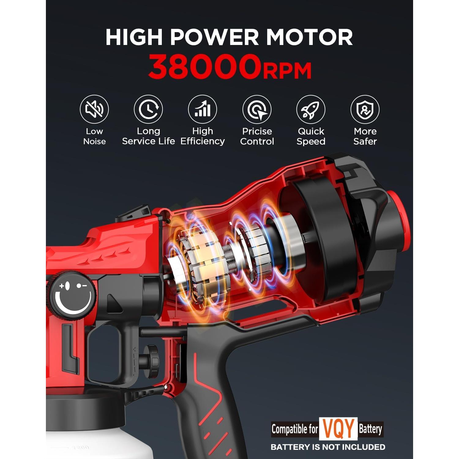 Pulverizador de pintura VQY PS-45YY HVLP inalámbrico 1200ml