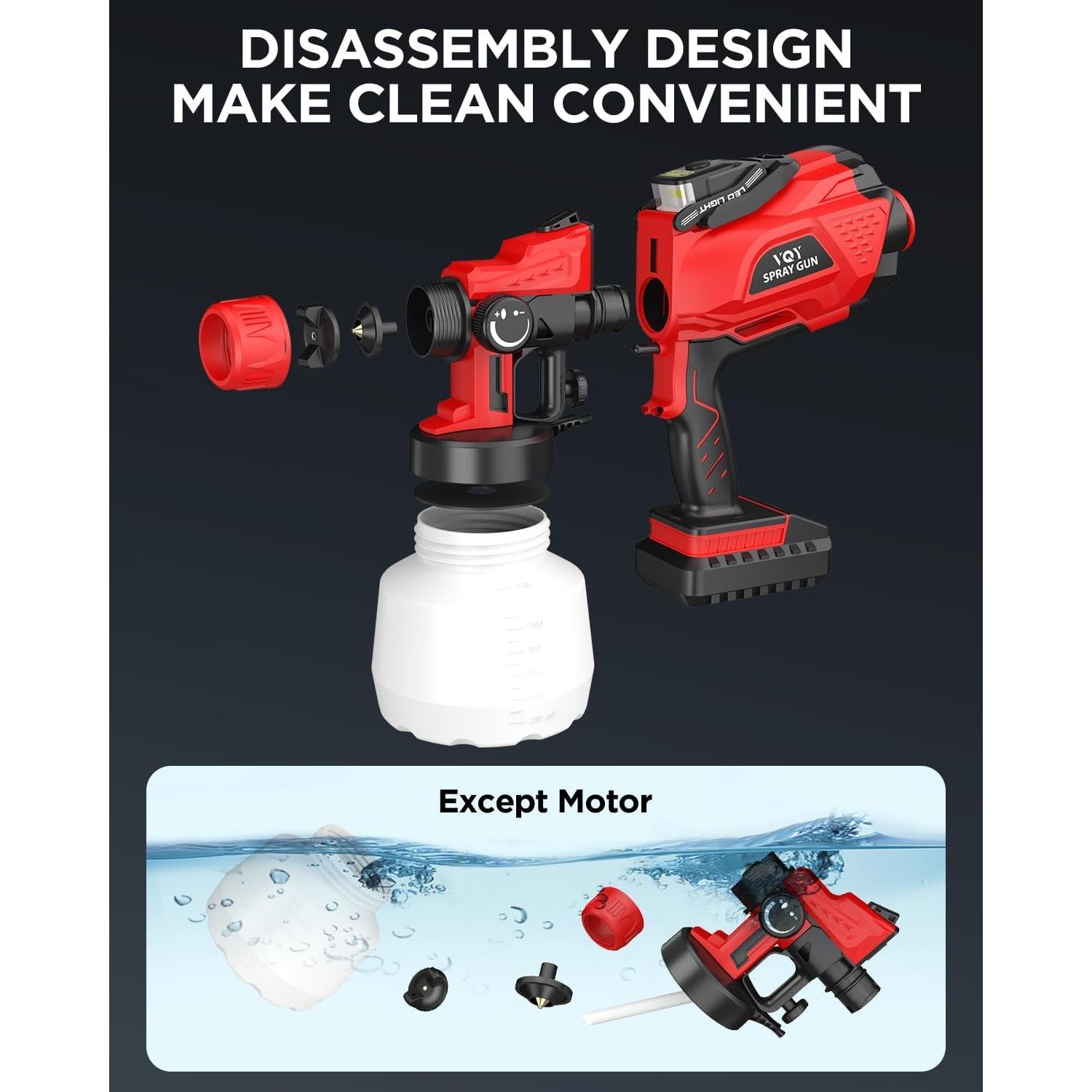 Pulverizador de pintura VQY PS-45YY HVLP inalámbrico 1200ml