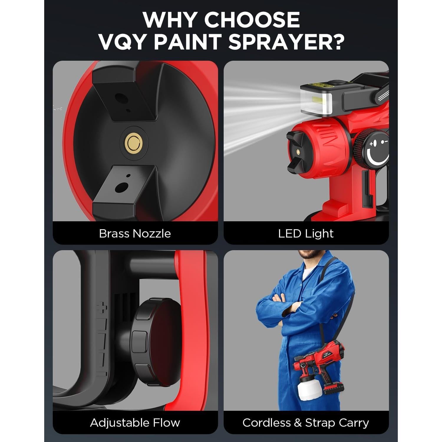Pulverizador de pintura VQY PS-45YY HVLP inalámbrico 1200ml