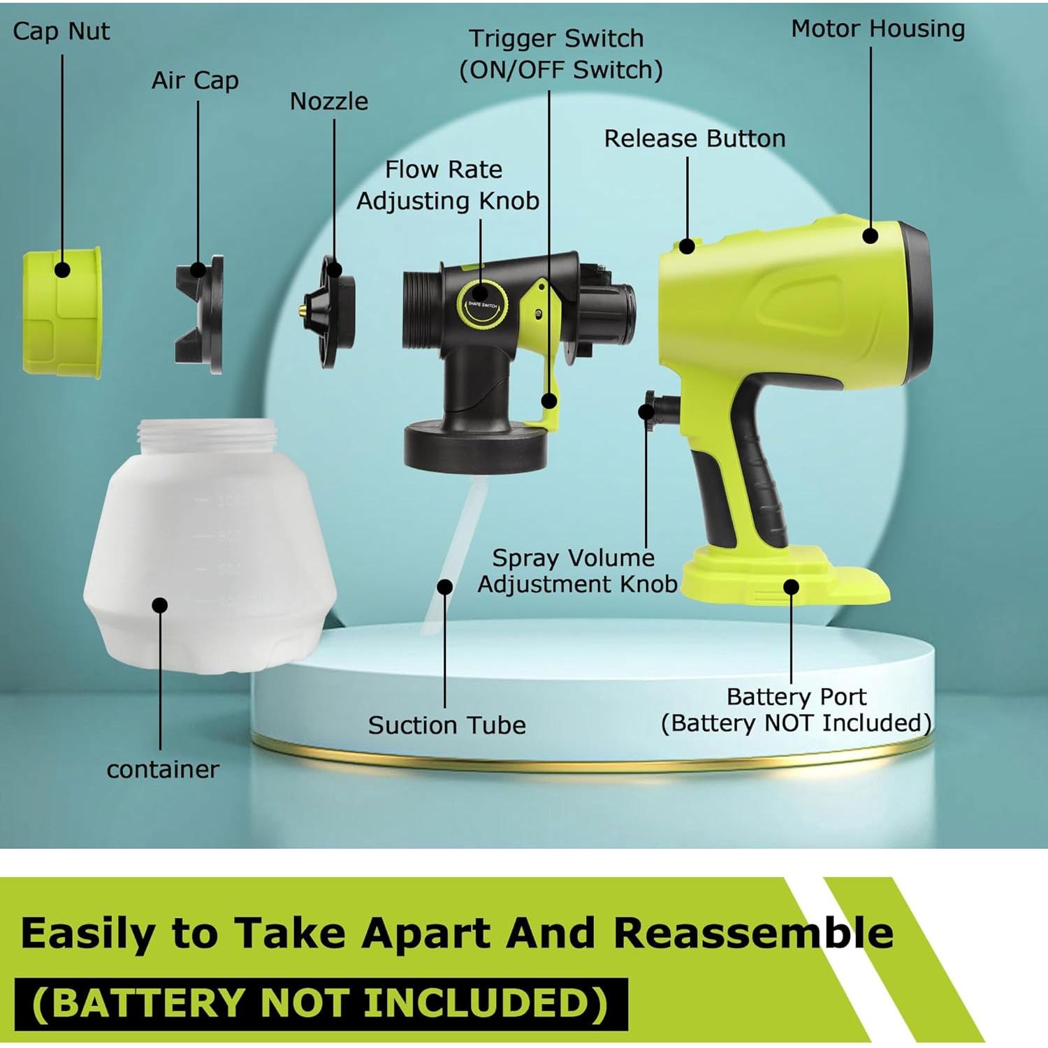 Pulverizador de Pintura Inalámbrico TAIRDA 18V 1000ML HVLP