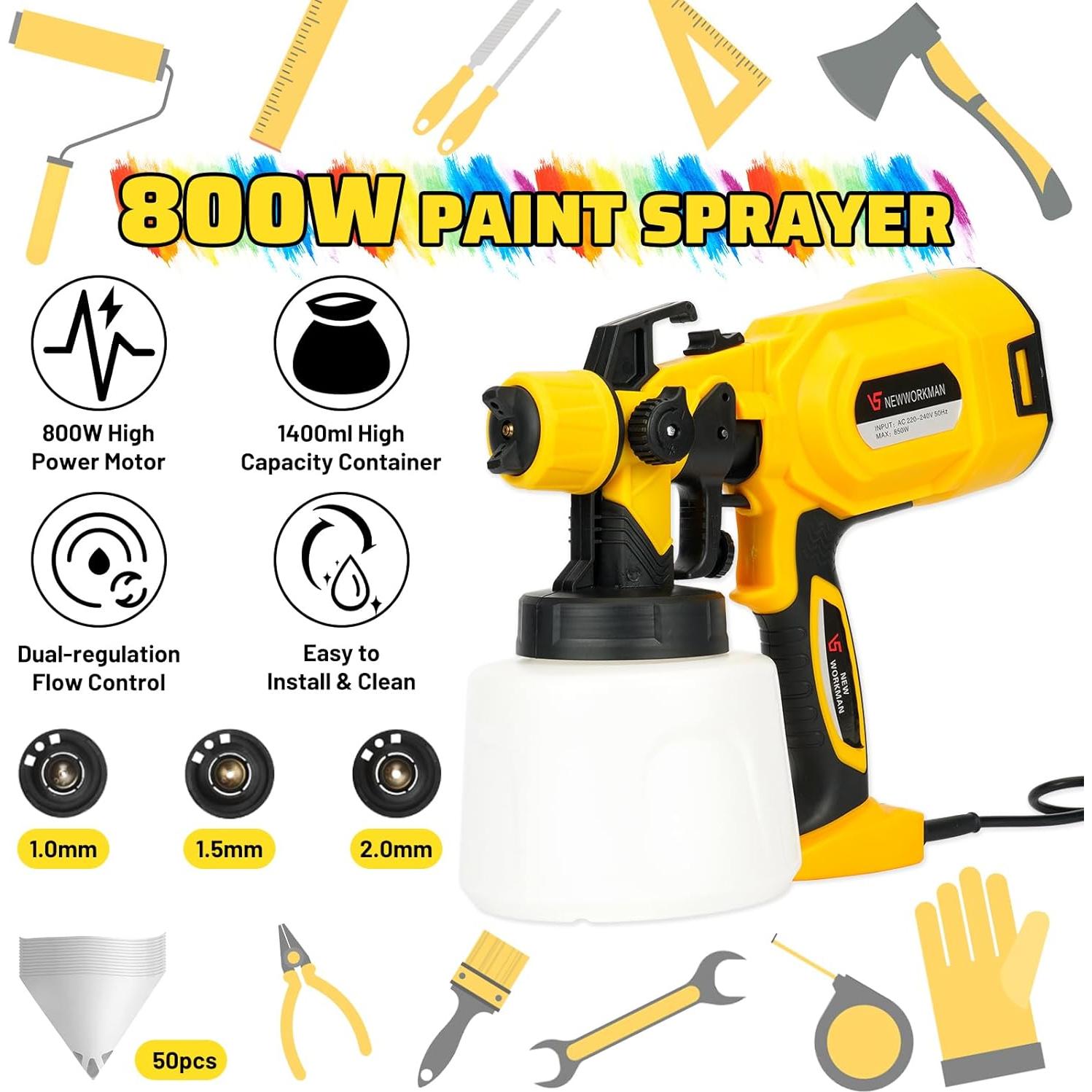 Pulverizador de pintura GUATTINE QZQ123 850W 1.39L 3 boquillas