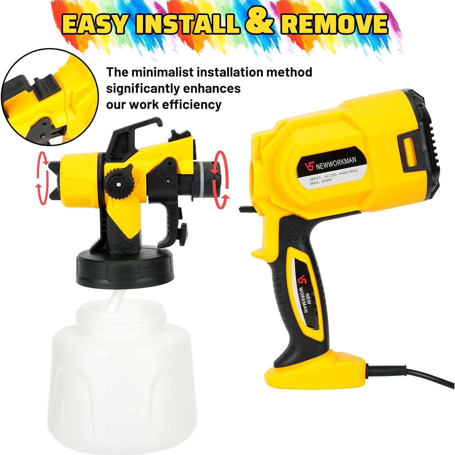 Pulverizador de pintura GUATTINE QZQ123 850W 1.39L 3 boquillas