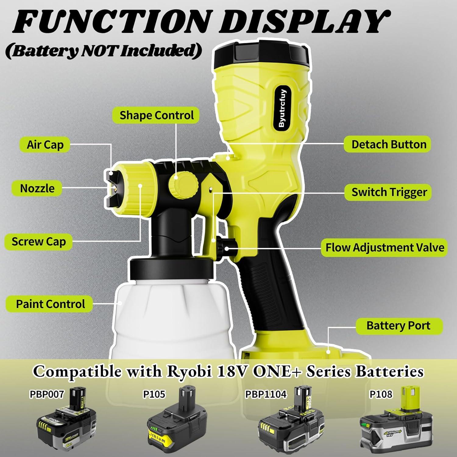 Pulverizador de pintura eléctrica Ryobi 18V - 300W HVLP portátil