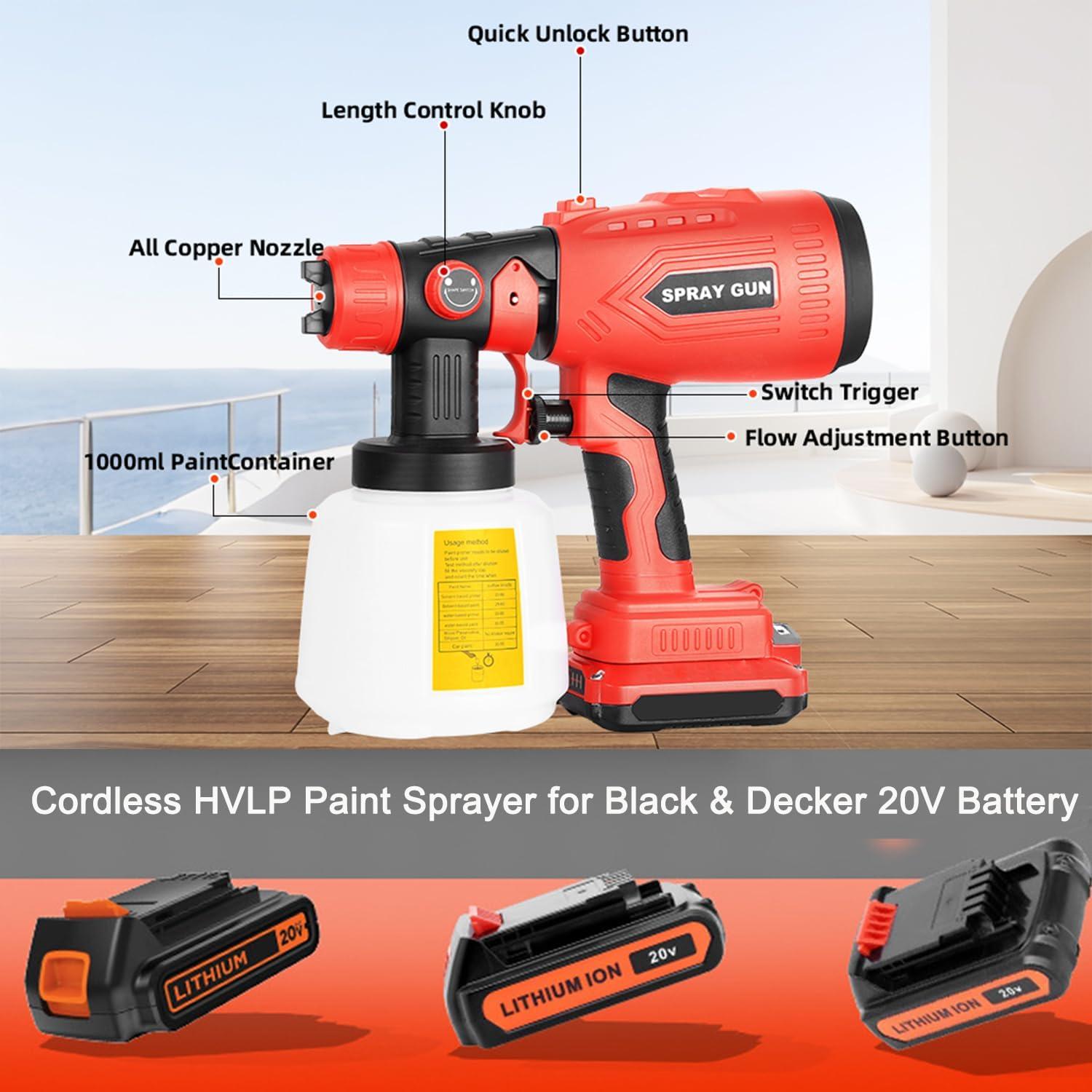 Pulverizador de pintura inalámbrico Black+Decker 20V 200W 1000ml