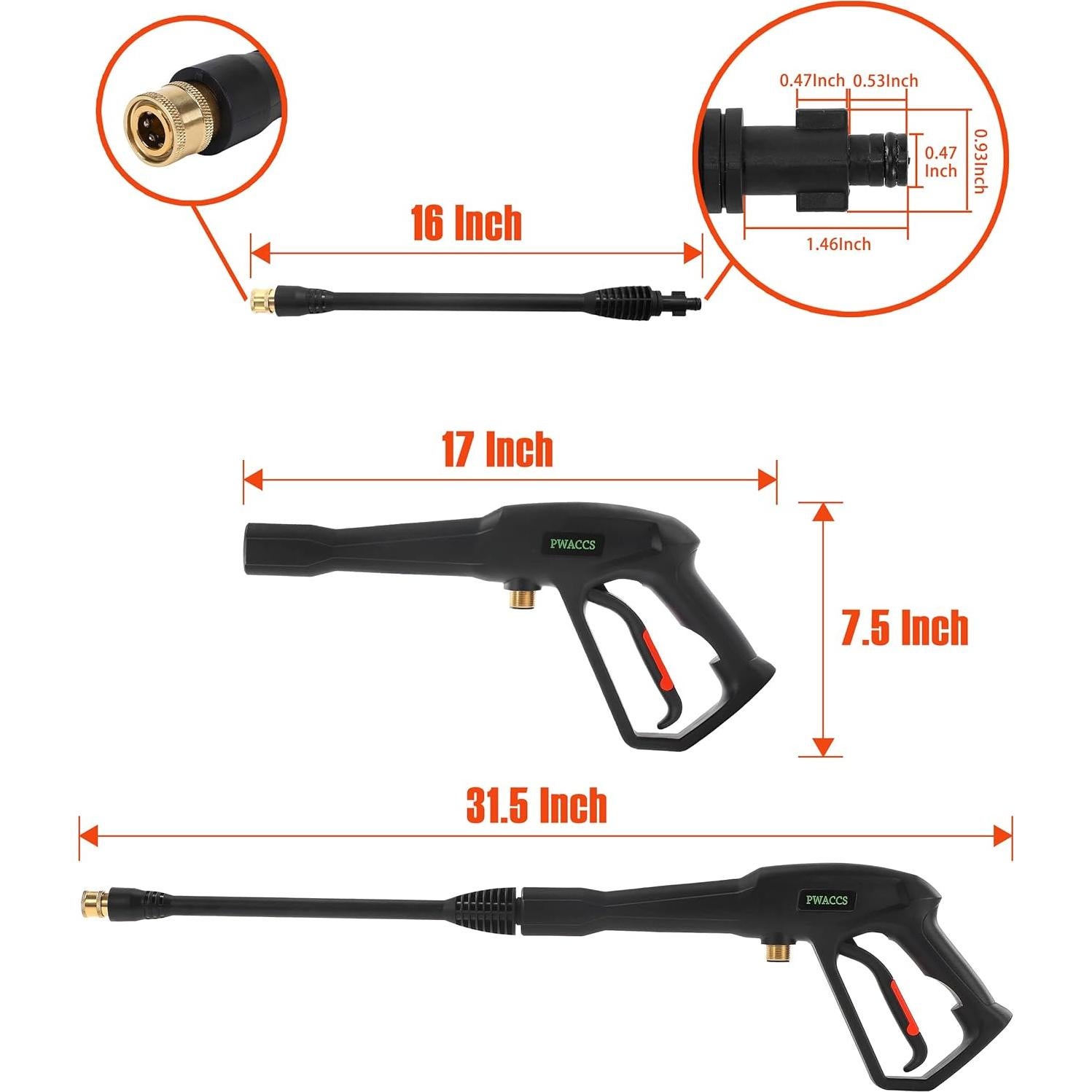 Pistola de Lavado a Presión PWACCS con 5 Boquillas y Extensión