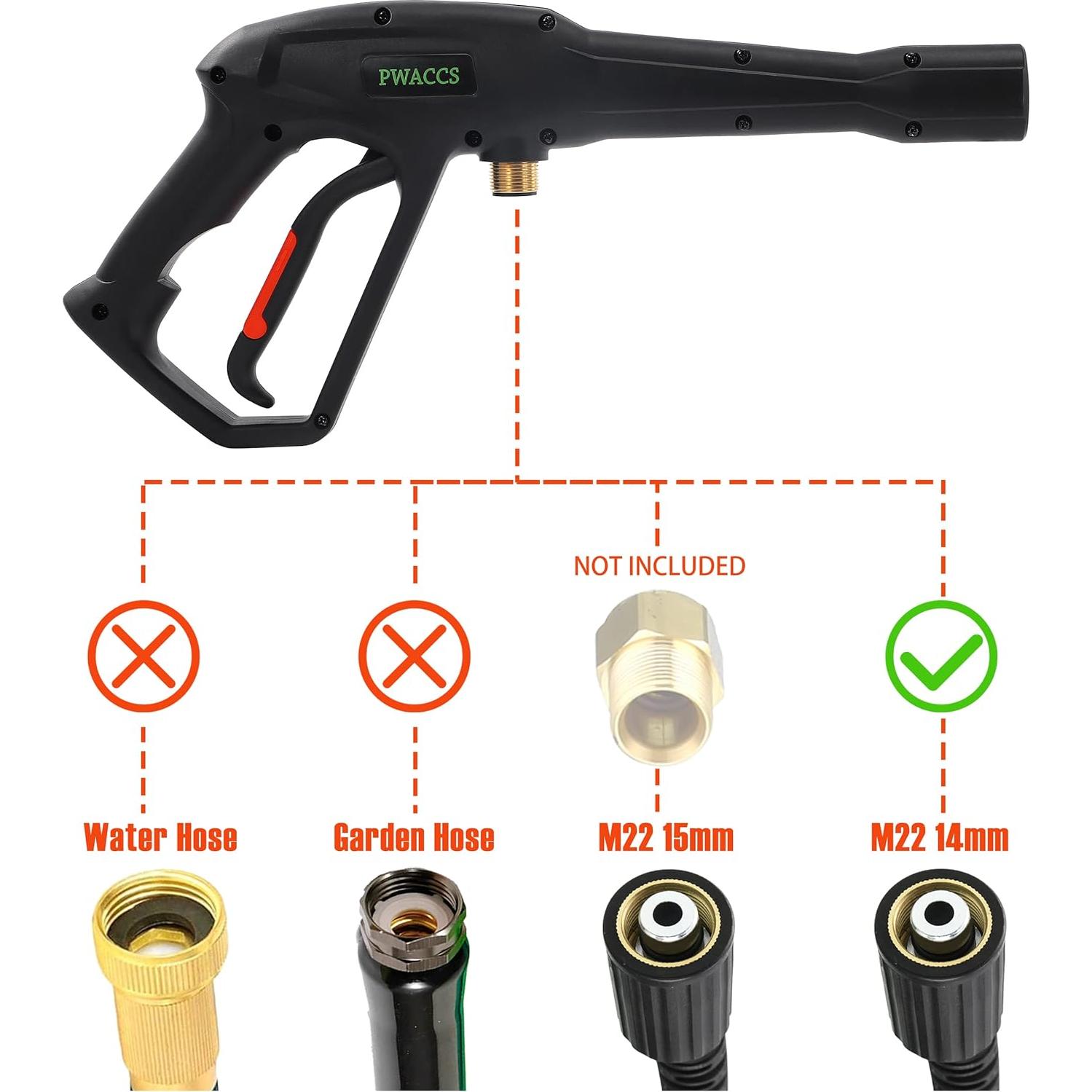 Pistola de Lavado a Presión PWACCS con 5 Boquillas y Extensión