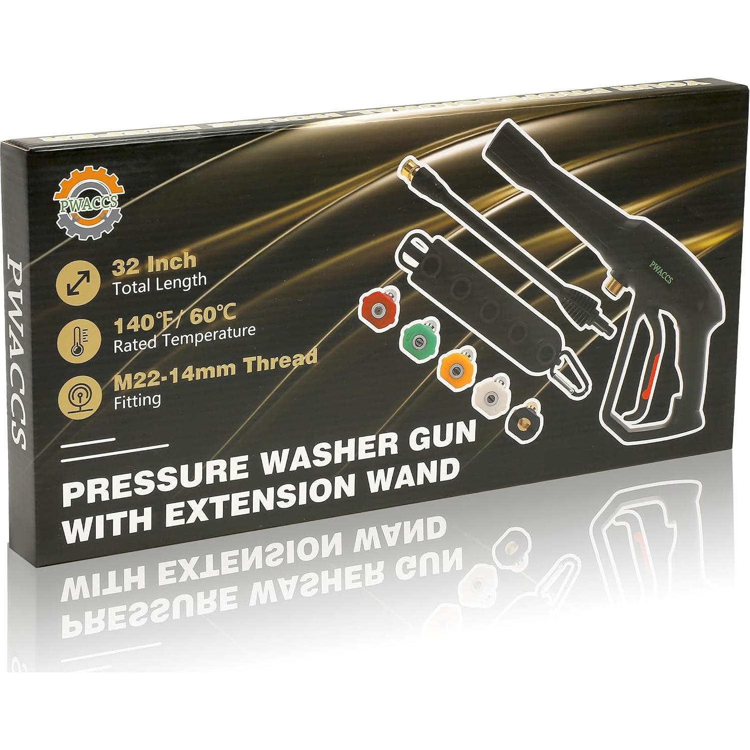 Pistola de Lavado a Presión PWACCS con 5 Boquillas y Extensión