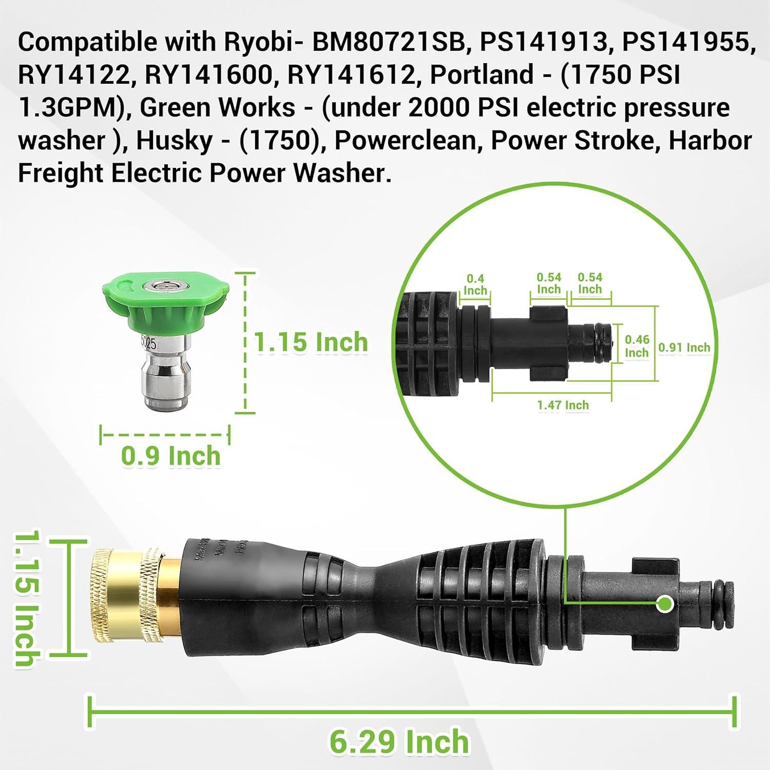 Adaptador de pistola de lavadora a presión FIXFANS 2000 PSI