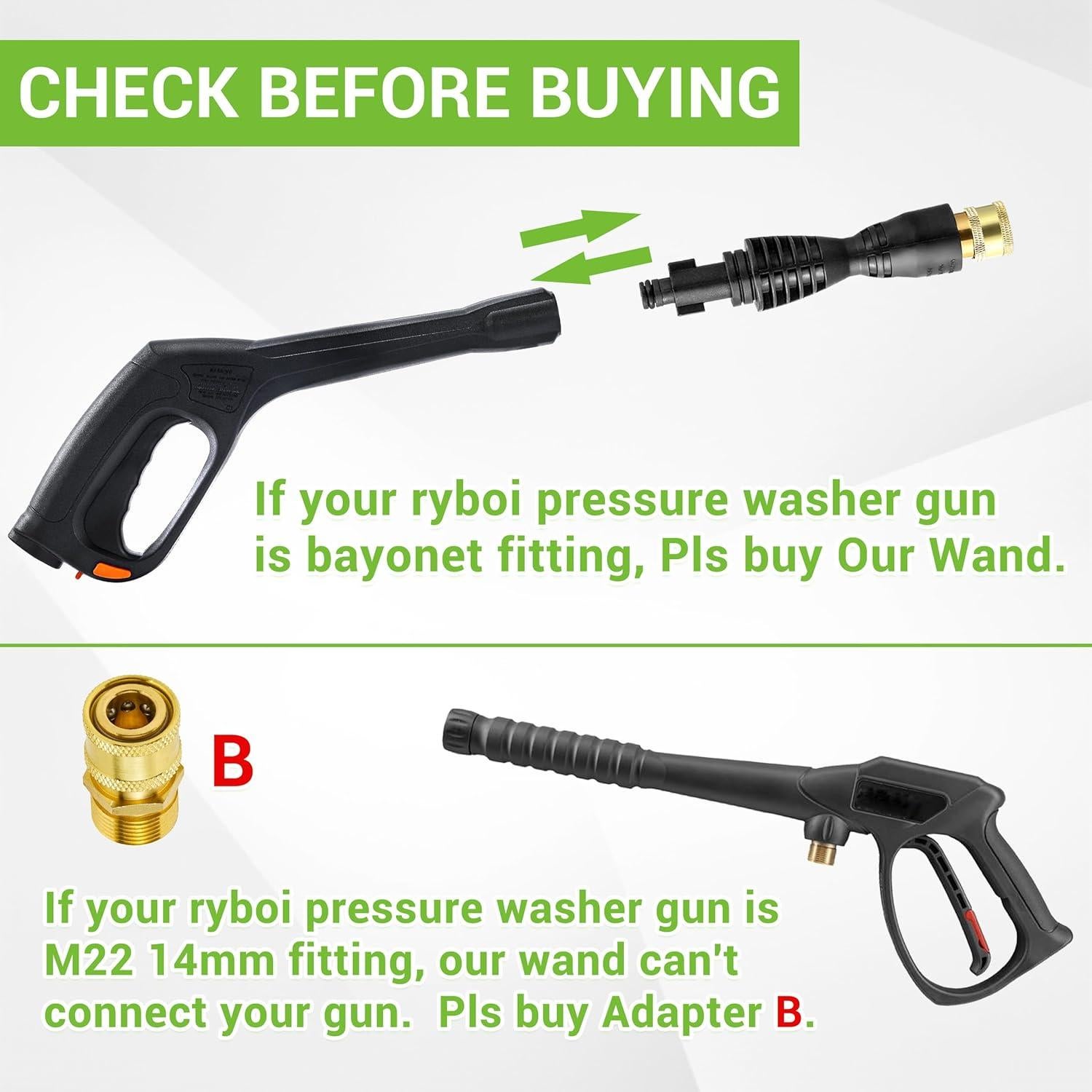 Adaptador de pistola de lavadora a presión FIXFANS 2000 PSI