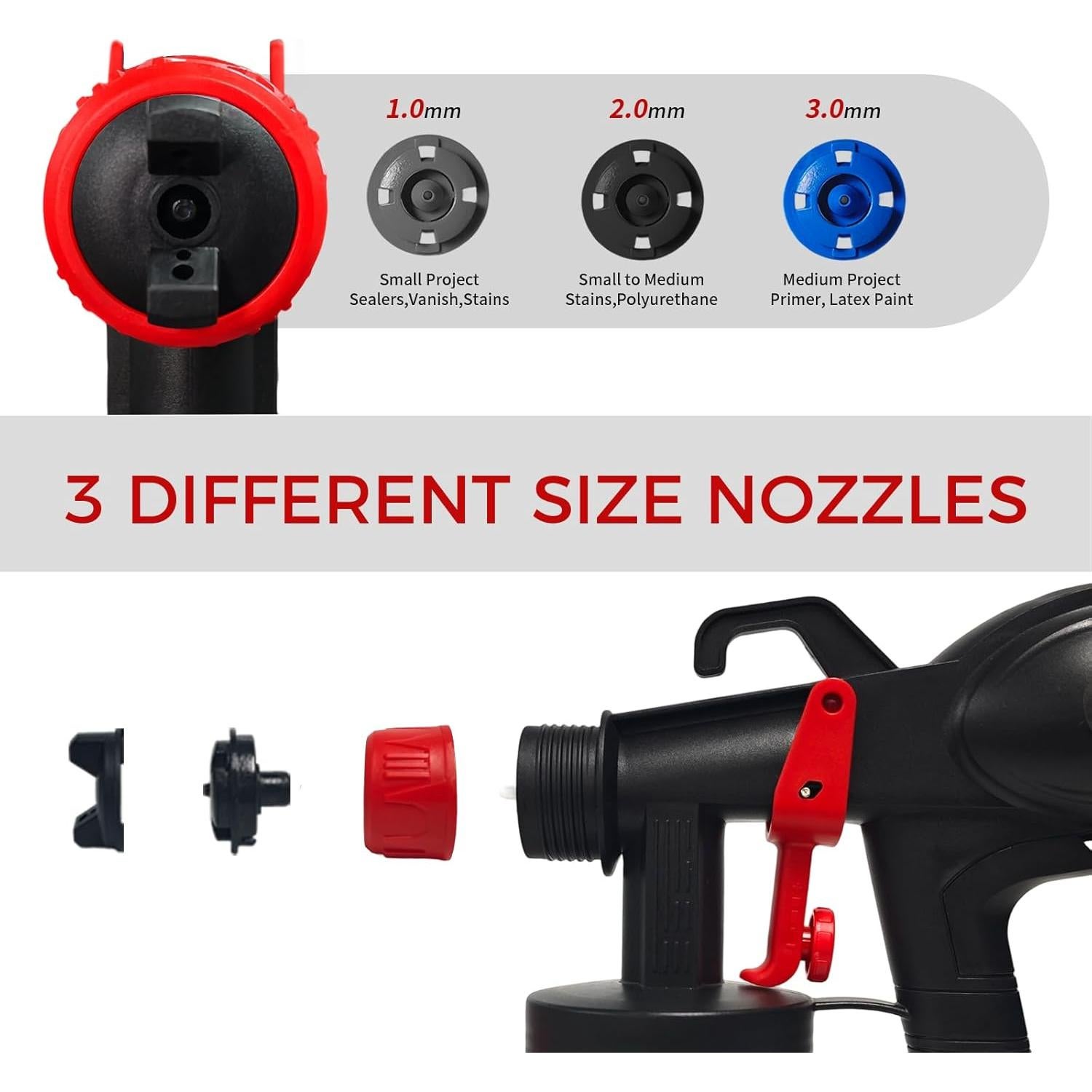 Pistola de Pintura 400W Versuns 800ml 3 Boquillas Fácil Limpieza