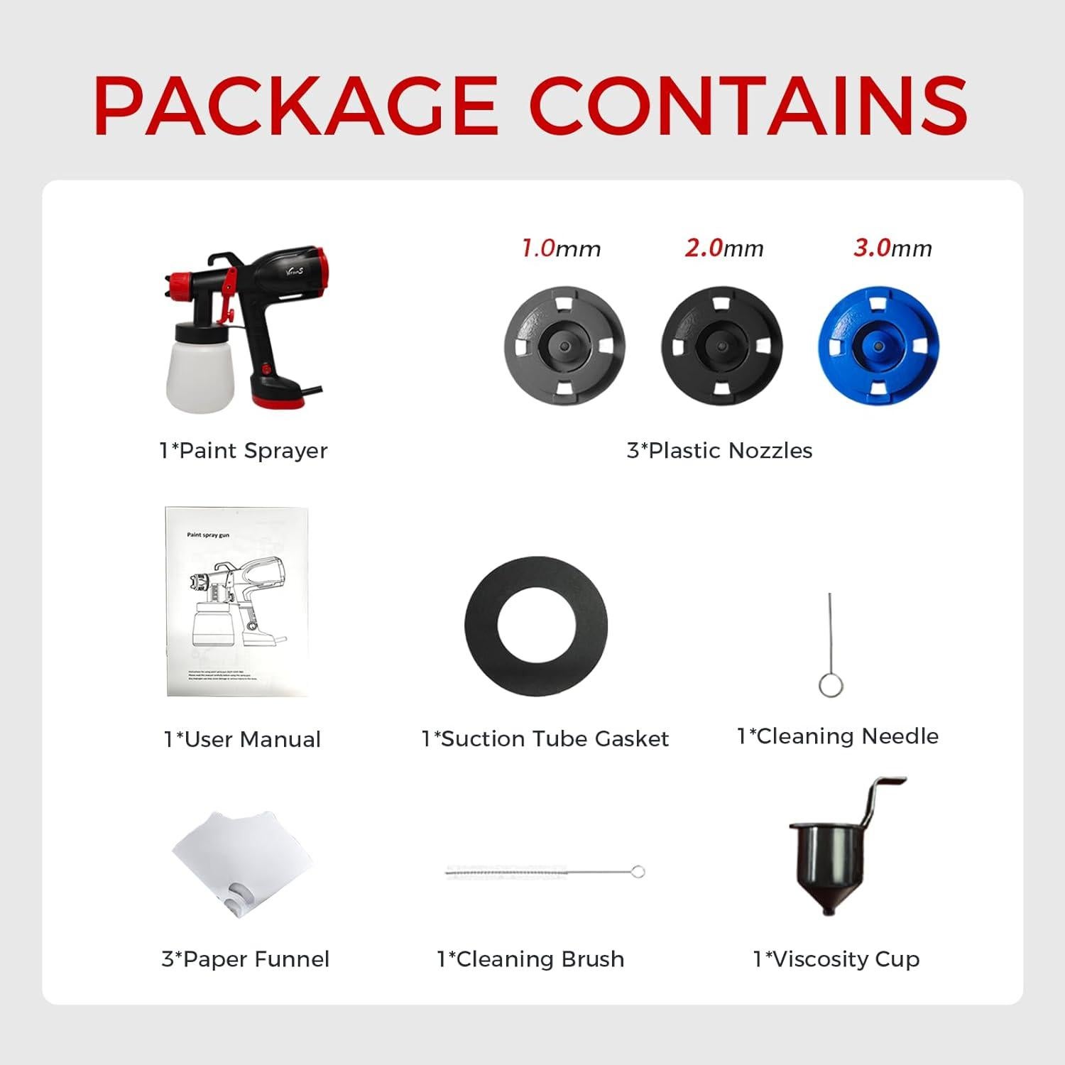Pistola de Pintura 400W Versuns 800ml 3 Boquillas Fácil Limpieza