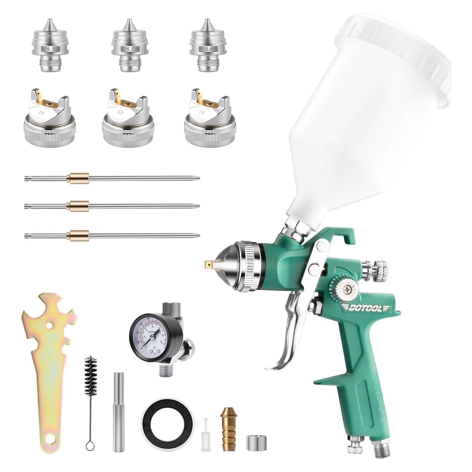 Kit Pistola de Pulverización HVLP Dotool DTQ8010 600cc 3 Boquillas