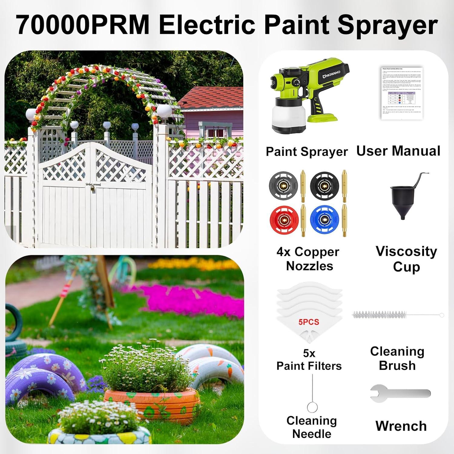 Pulverizador de Pintura Inalámbrico Uniqwamo 70000 RPM 1200ml