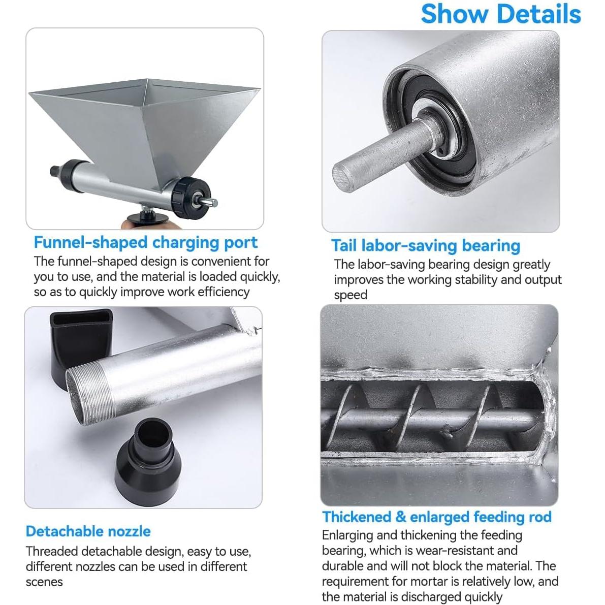 Pistola de Mortero Eléctrica QZQUFJ con 4 Boquillas 1.27 kg