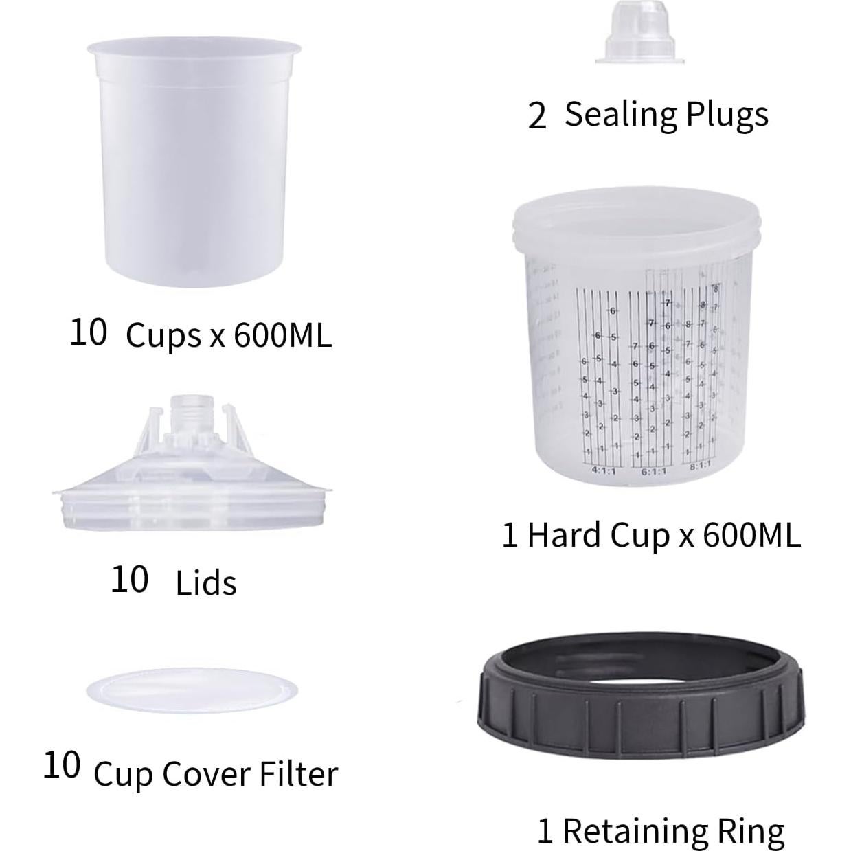 Pulverizador de pintura HVLP ROIKETU 600ML 10 piezas 3 boquillas