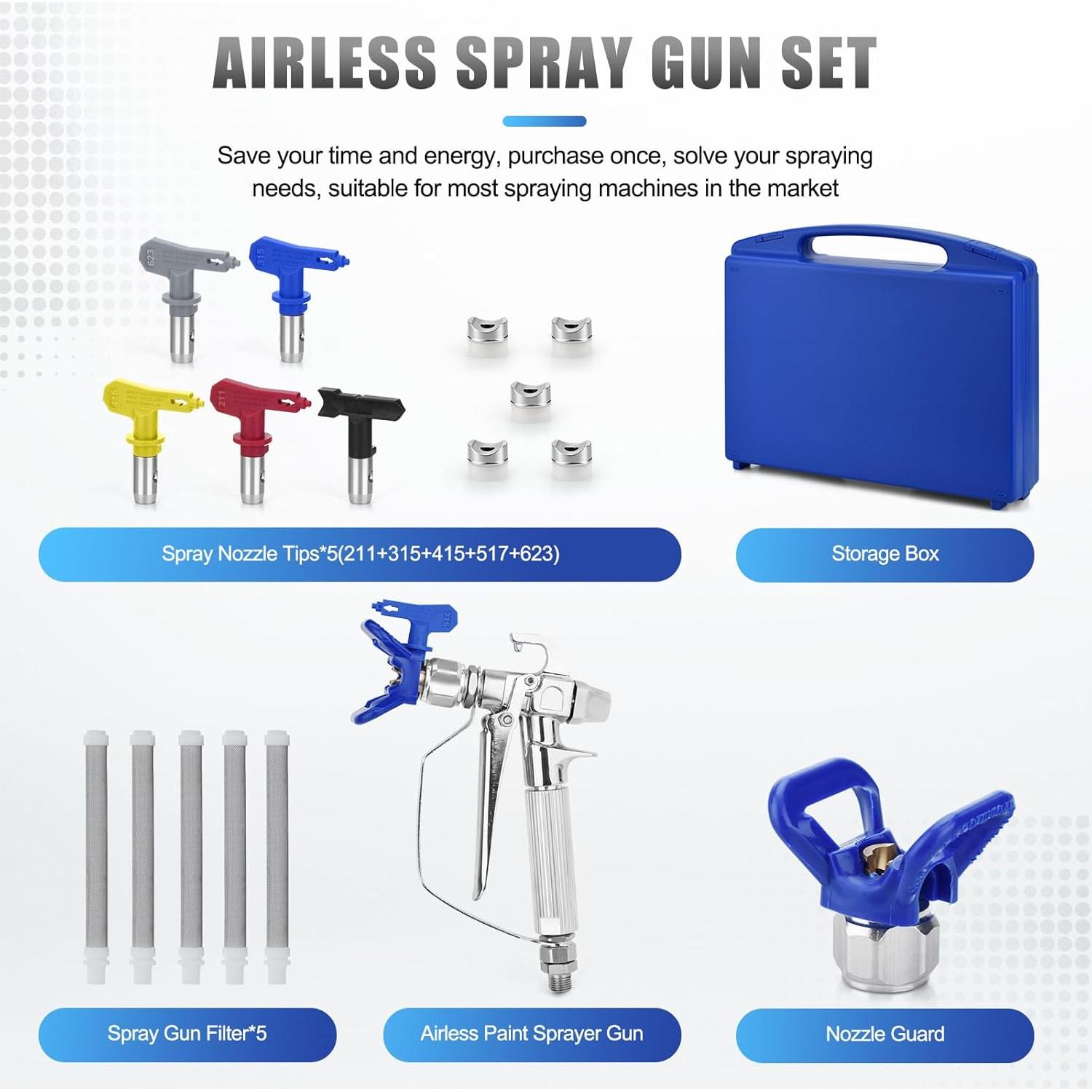 Kit de Pistola Pulverizadora Sin Aire Dent-de-lion 13 Piezas