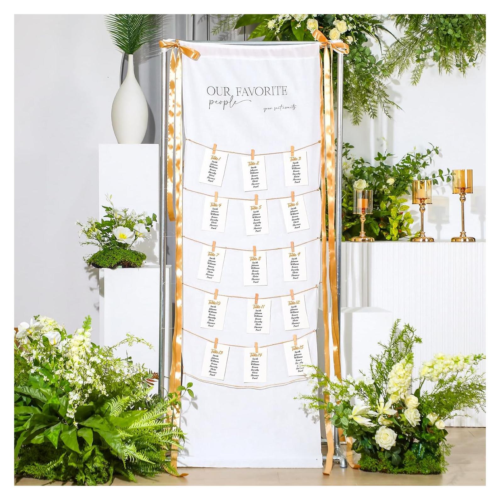 Tabla de Asientos para Bodas Yousoontic 61x192 cm Lino Rústico