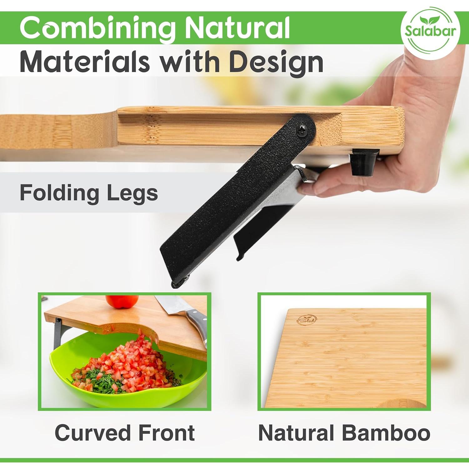 Tabla de Cortar Plegable Salabar de Bambú 40.6x30.5 cm Antideslizante