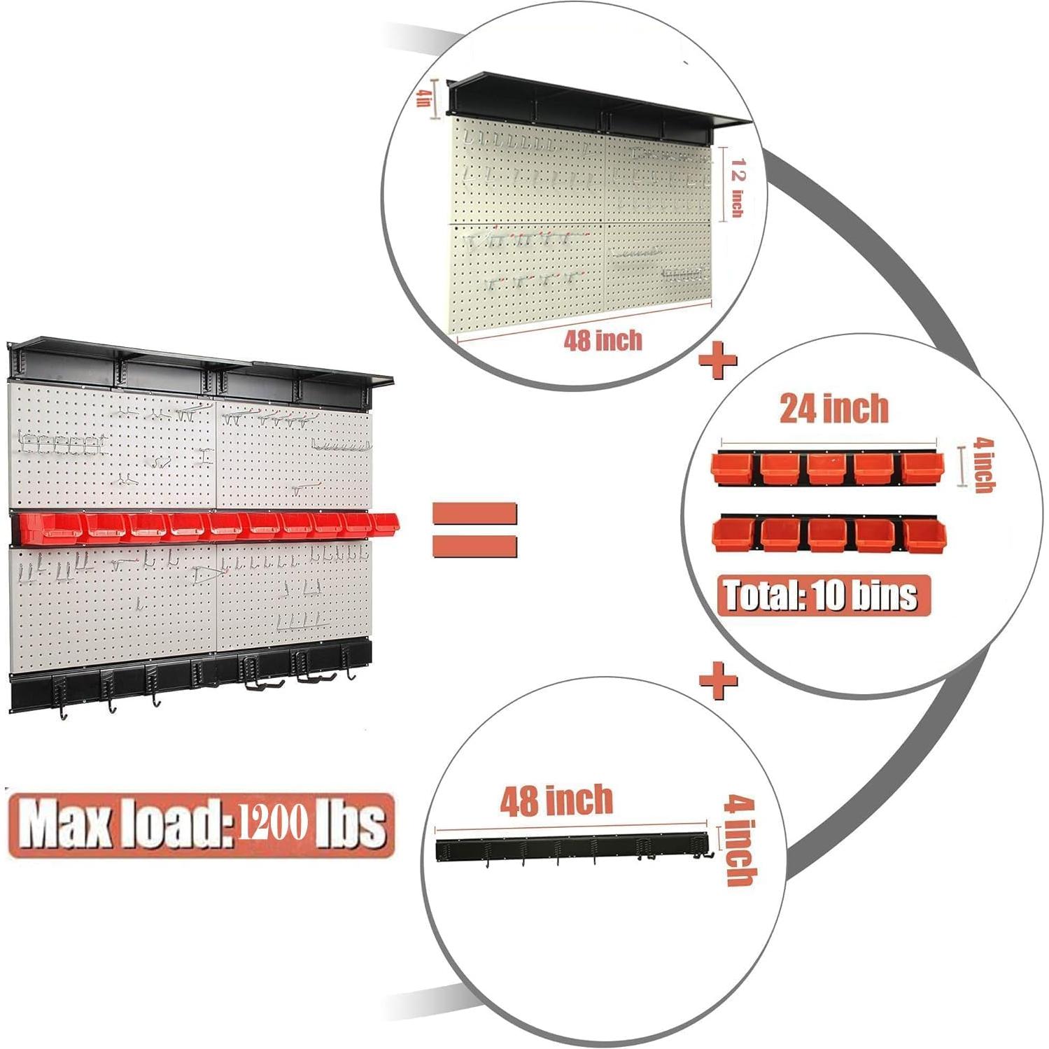 Organizador de Pared Ultrawall 72 Piezas para Garaje 121.92x91.44 cm
