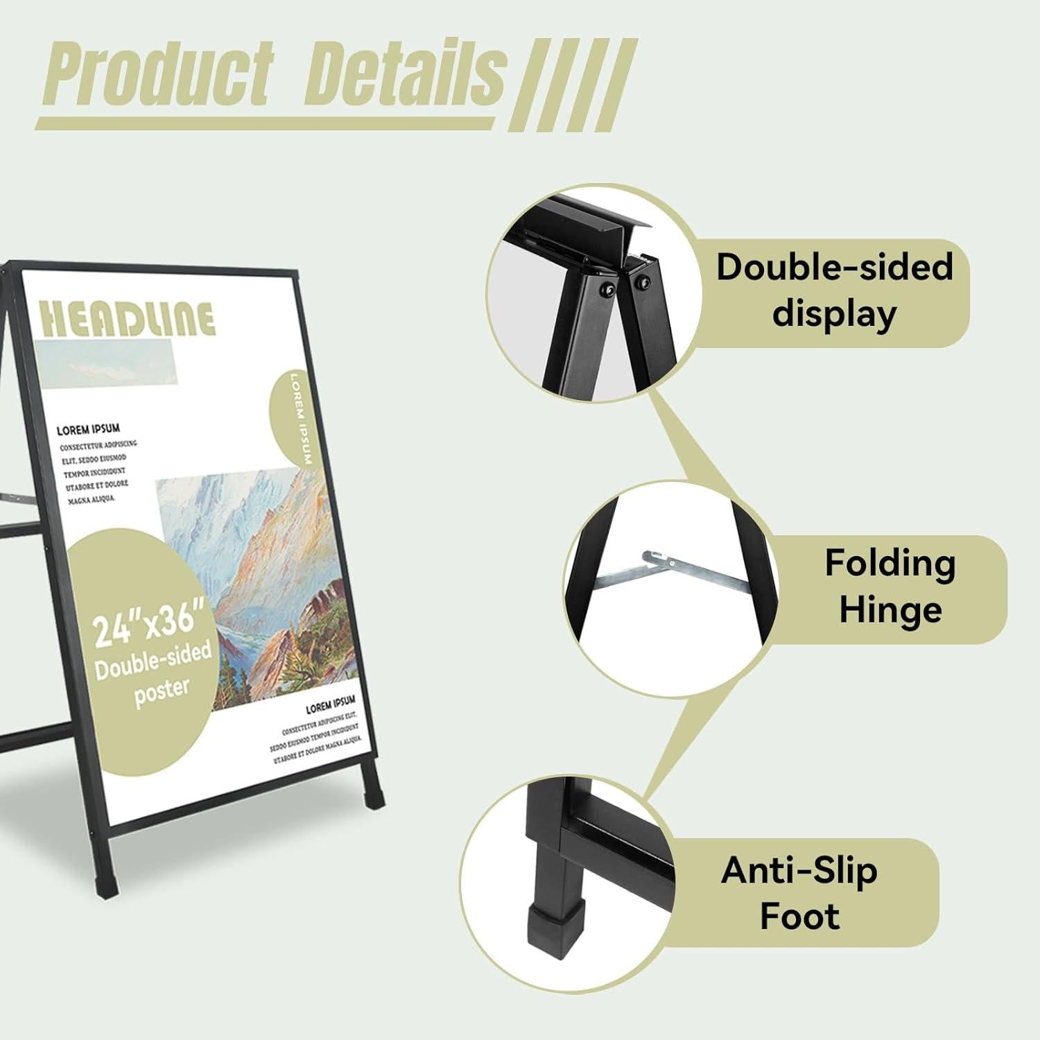 Cartel A Marco Doble Cara YDisplay 61x91.4 cm Plegable