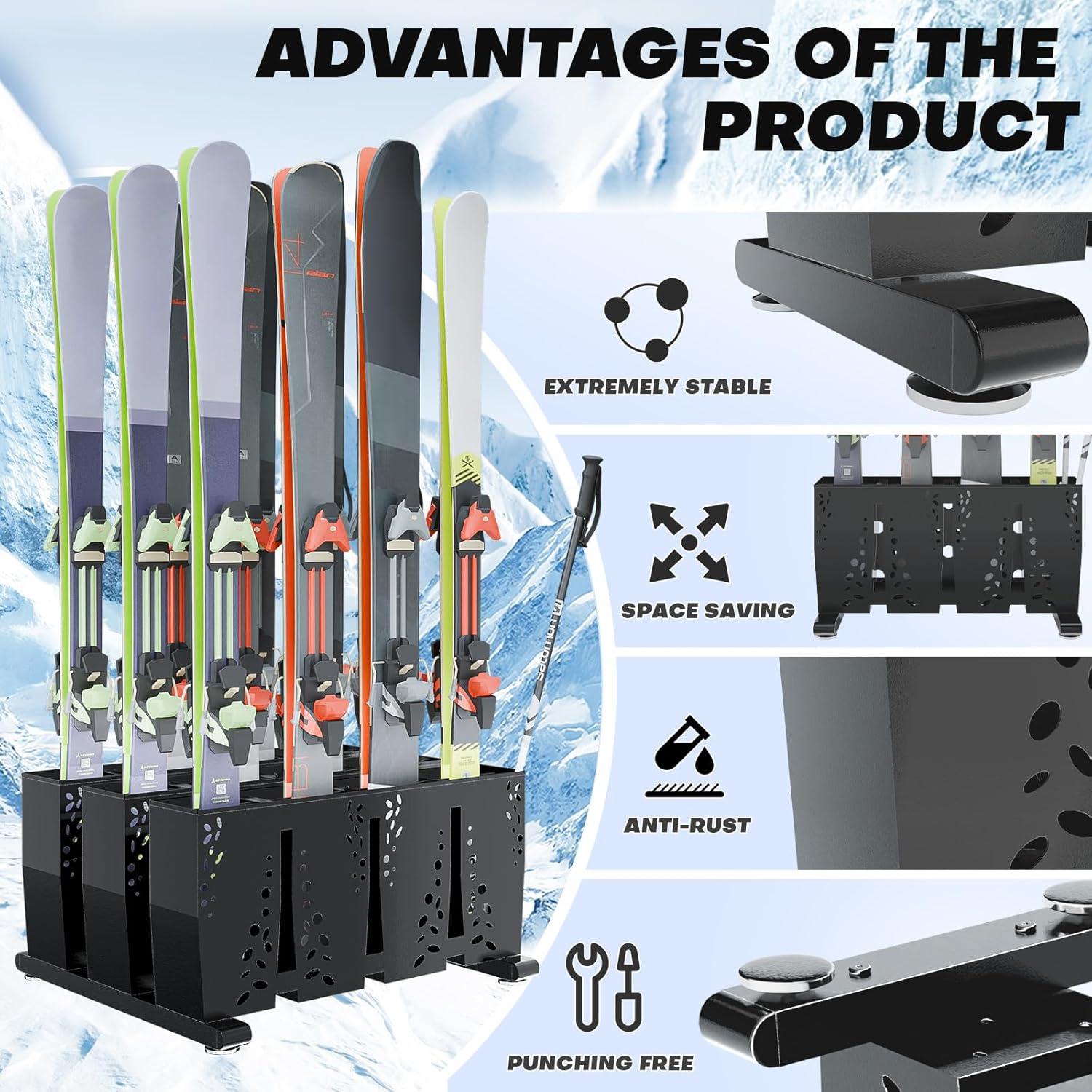 Soporte para Esquís TOCRETOARE para 12 Pares - Acero Resistente