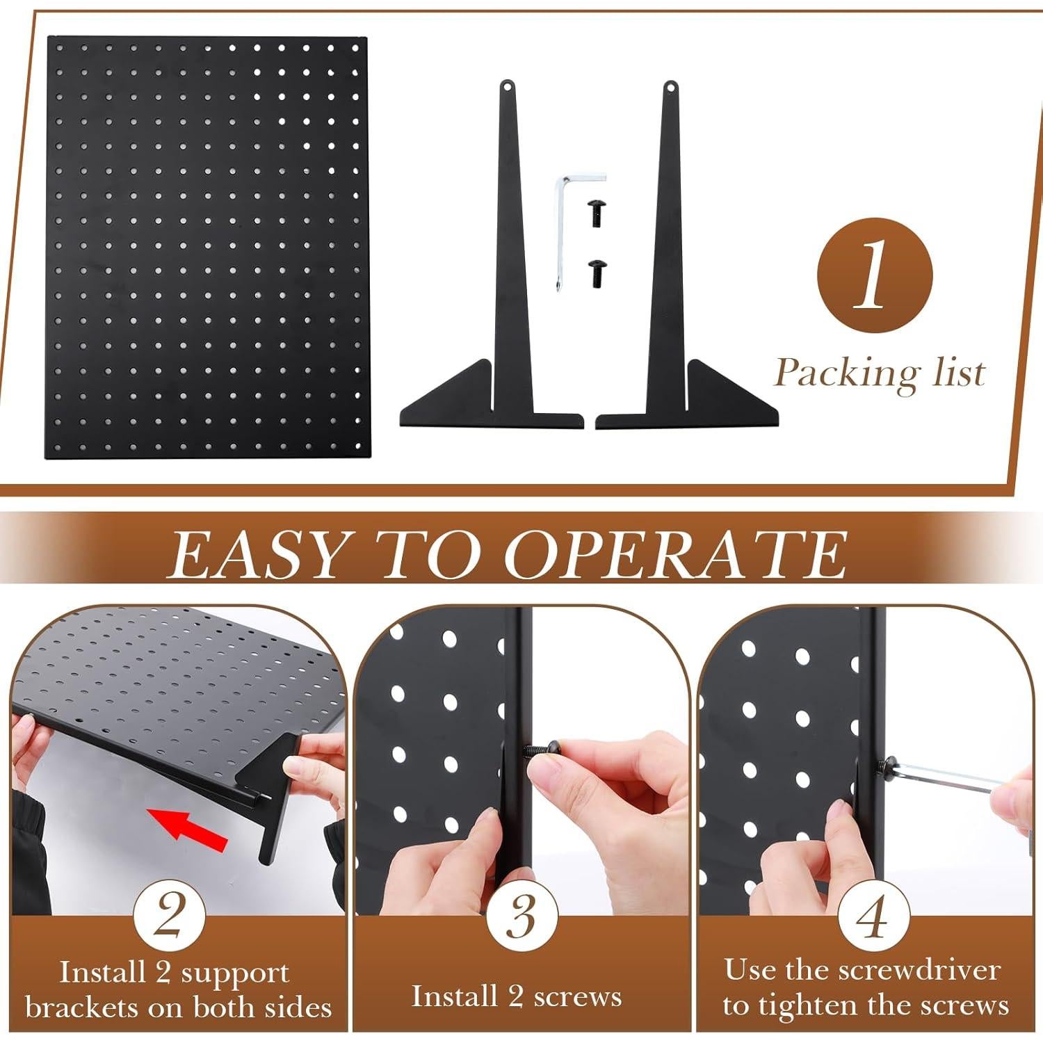 Soporte de Exhibición de Tablero Perforado Moxweyeni 4 Pcs 43x33cm Negro