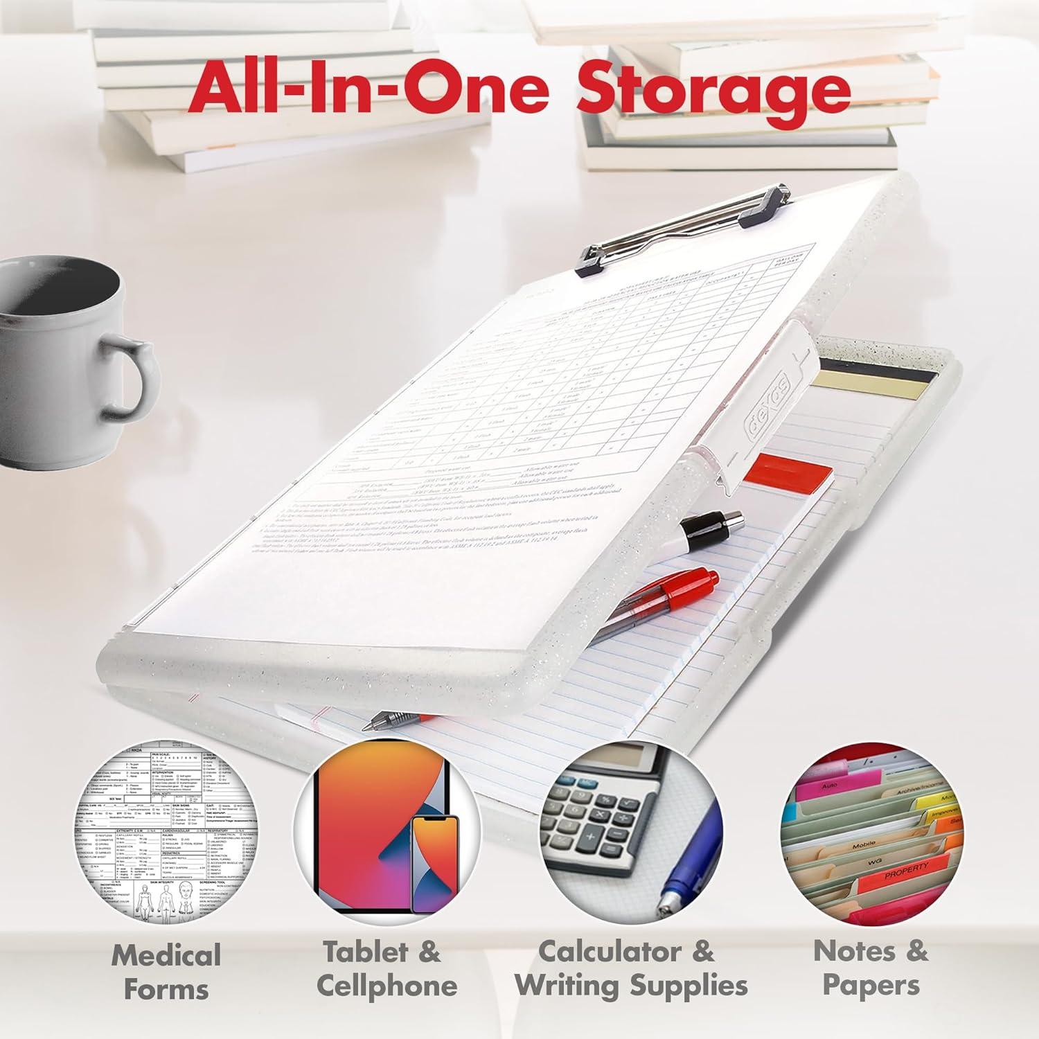 Clipboard Dexas Slimcase 2 con Almacenamiento A4 Blanco