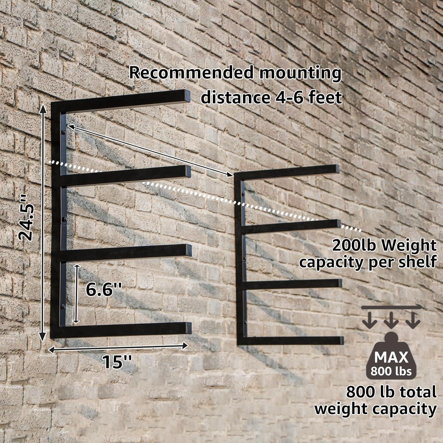 Estante de Almacenamiento Montado en Pared YYR - Negro, 4 Niveles, 363 kg