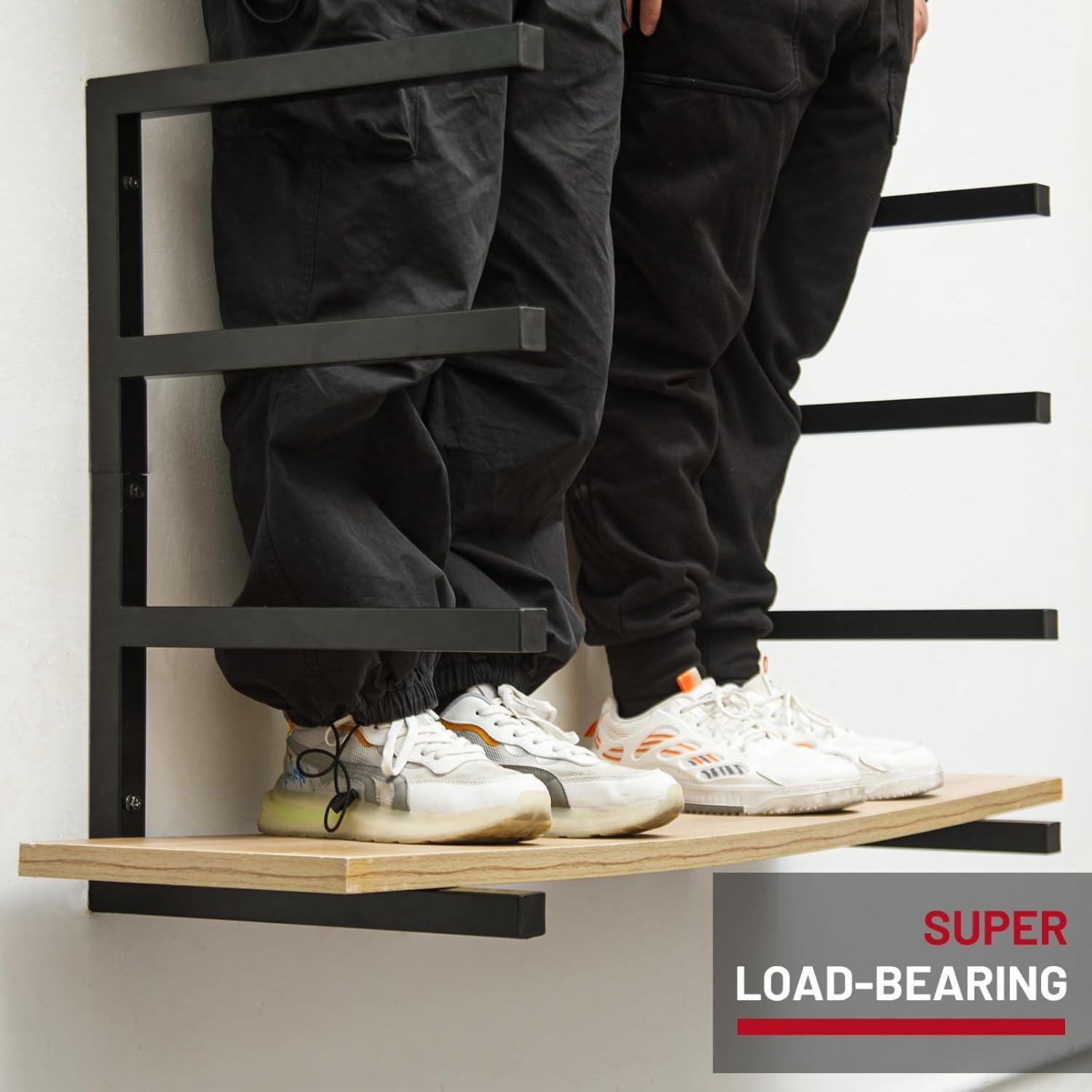 Estante de Almacenamiento Montado en Pared YYR - Negro, 4 Niveles, 363 kg