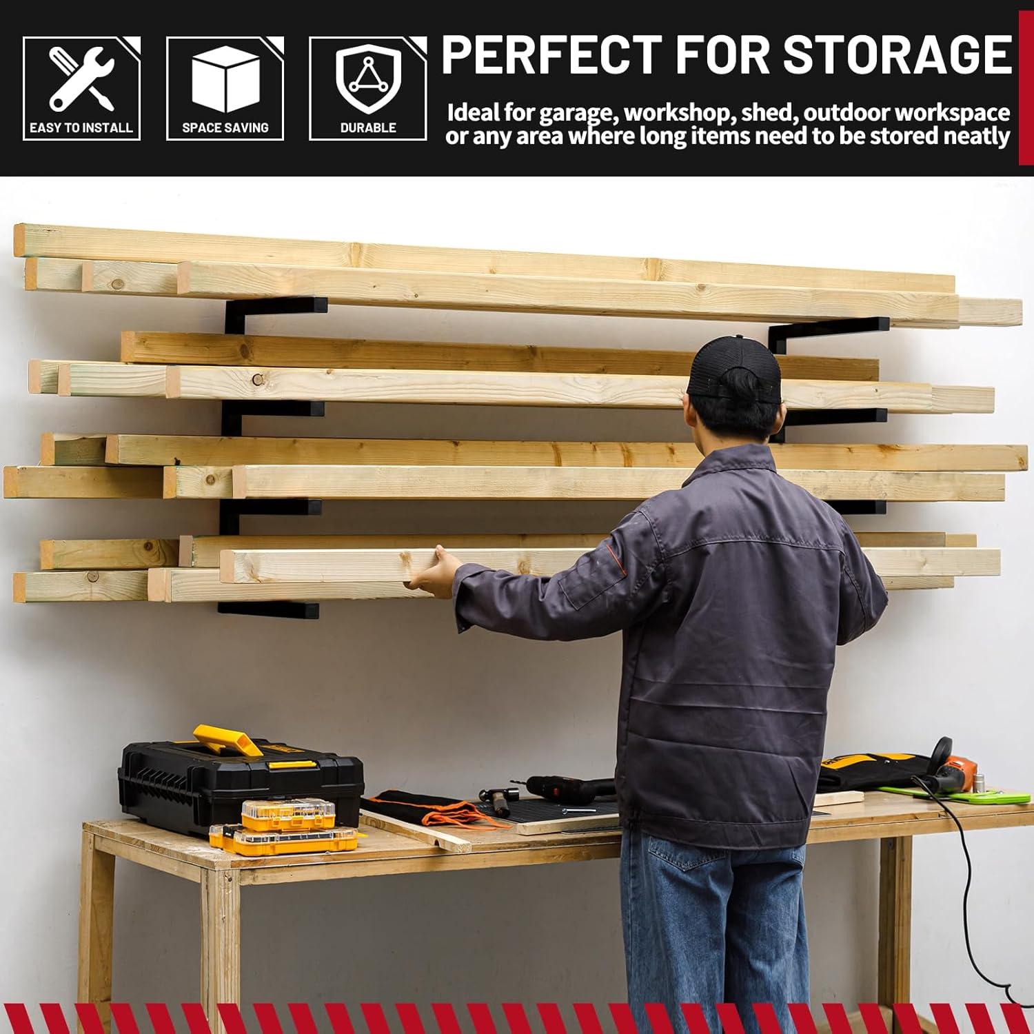 Estante de Almacenamiento Montado en Pared YYR - Negro, 4 Niveles, 363 kg