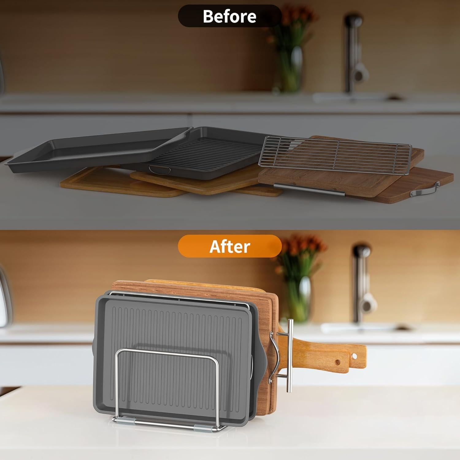 Soporte Organizador de Tabla de Cortar LAEMYFYRE Acero Inoxidable