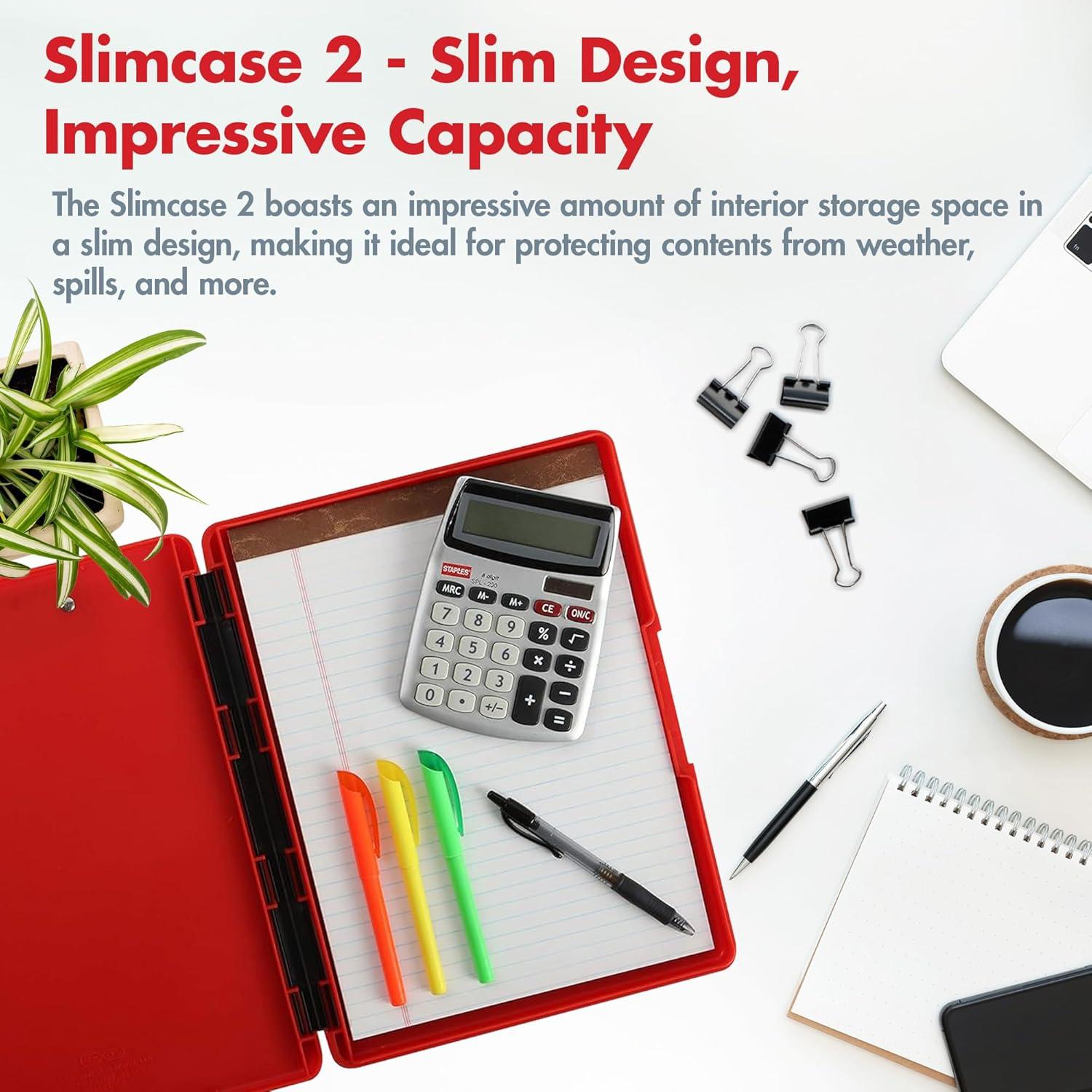 Clipboard Dexas Slimcase 2 Rojo Fresa con Almacenamiento A4