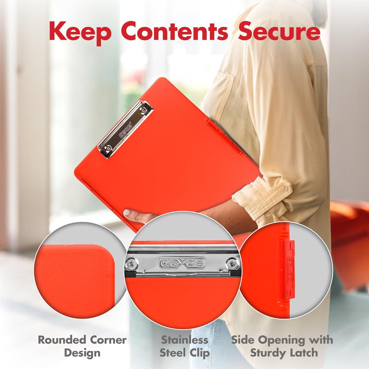 Clipboard Dexas Slimcase 2 Rojo Fresa con Almacenamiento A4