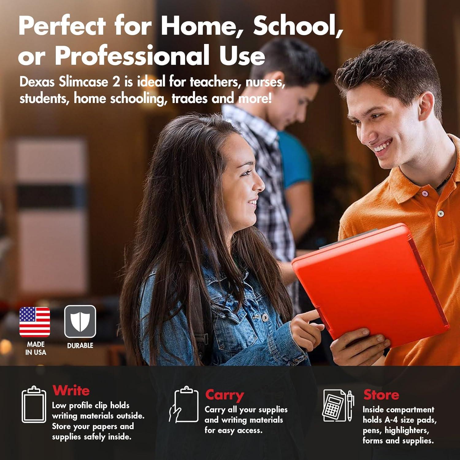 Clipboard Dexas Slimcase 2 Rojo Fresa con Almacenamiento A4