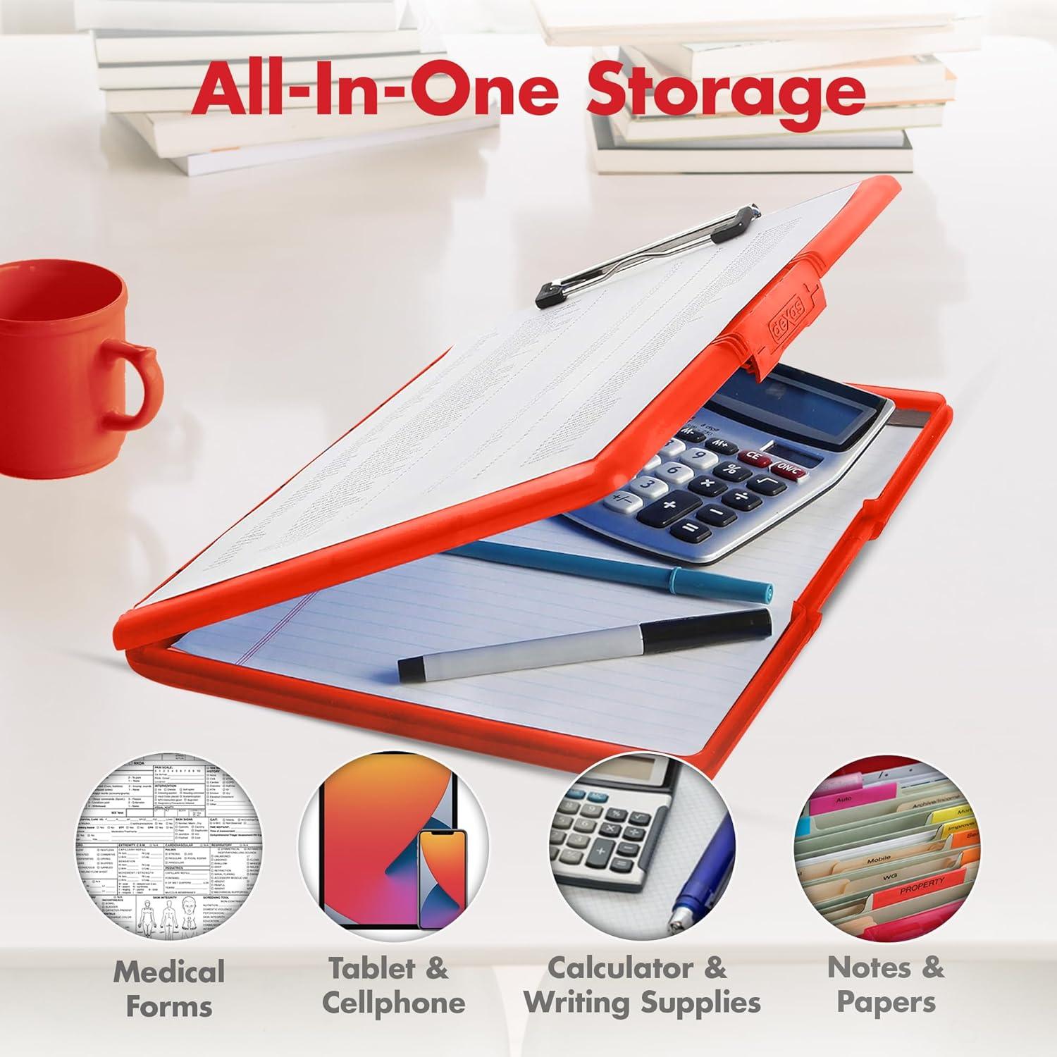 Clipboard Dexas Slimcase 2 Rojo Fresa con Almacenamiento A4