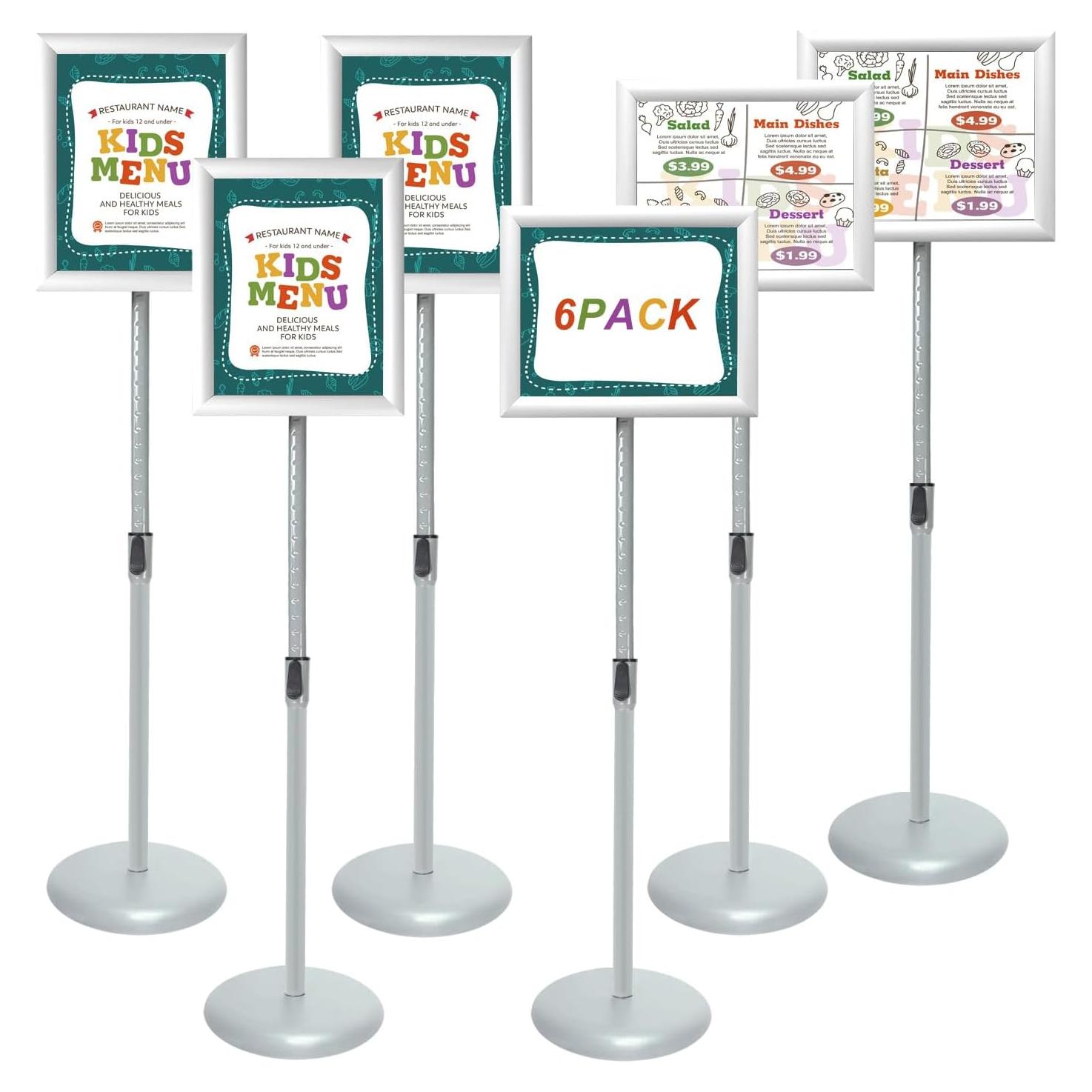 Soporte de Carteles Ajustable Aluminio Plata 21.6x27.9cm 6pack