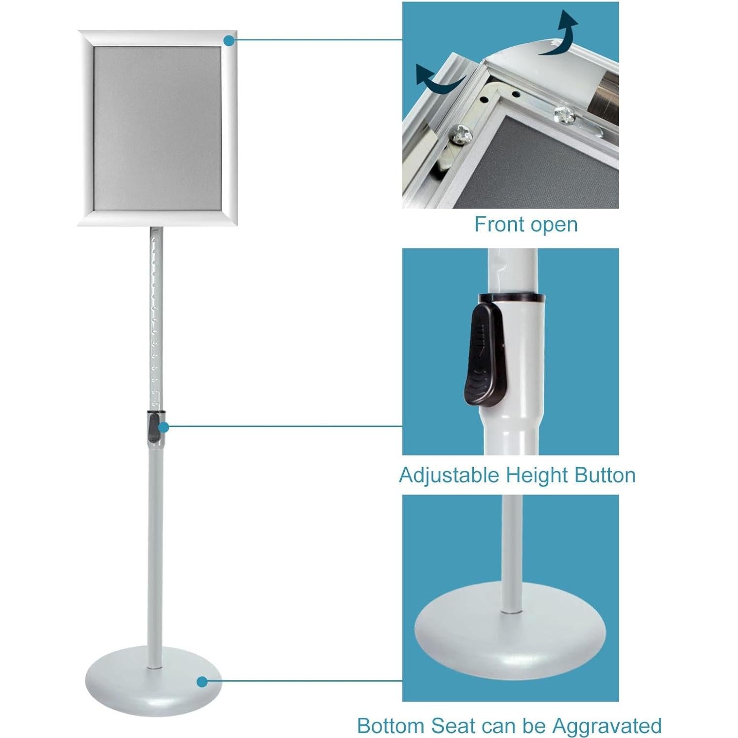 Soporte de Carteles Ajustable Aluminio Plata 21.6x27.9cm 6pack