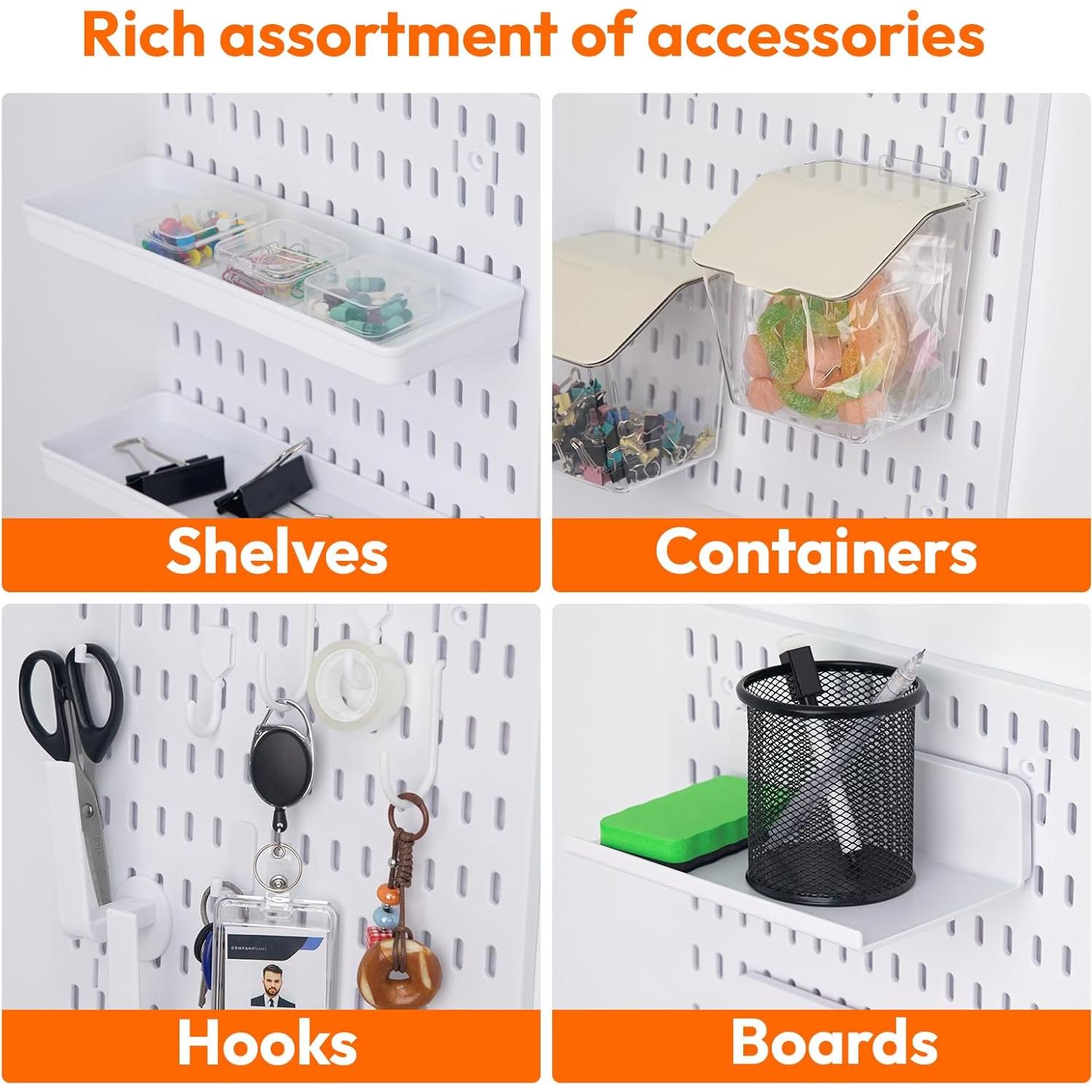 Organizador de Pared 6Pcs JEAWIWI Blanco - Tablero de Clavos