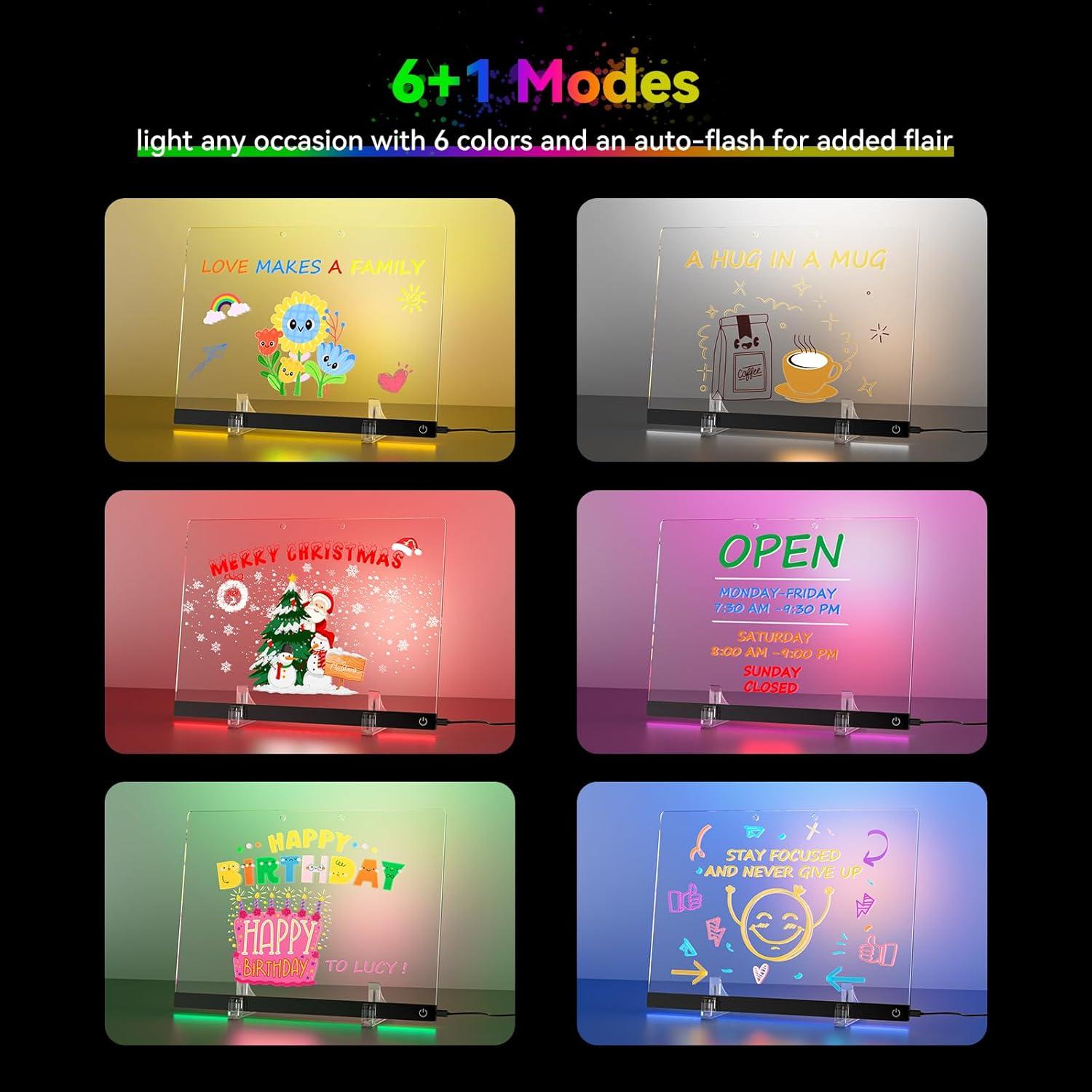 Tablero de Borrado en Seco LED Bailkind 35.6x25.4cm 6 Colores