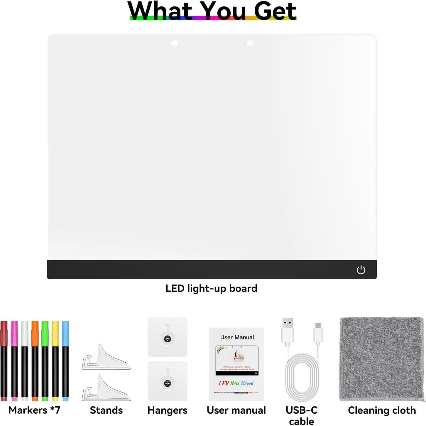 Tablero de Borrado en Seco LED Bailkind 35.6x25.4cm 6 Colores