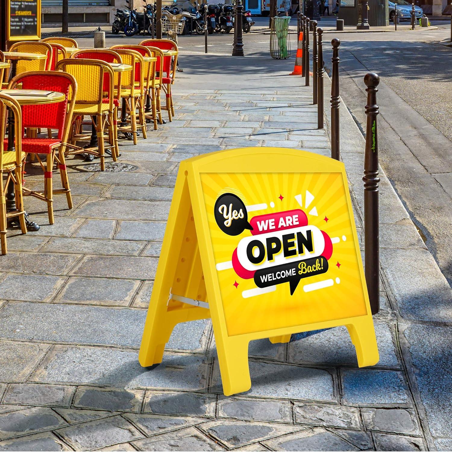 Cartel Sandwich A-Frame M&T Displays Amarillo 63x50 cm Doble Cara