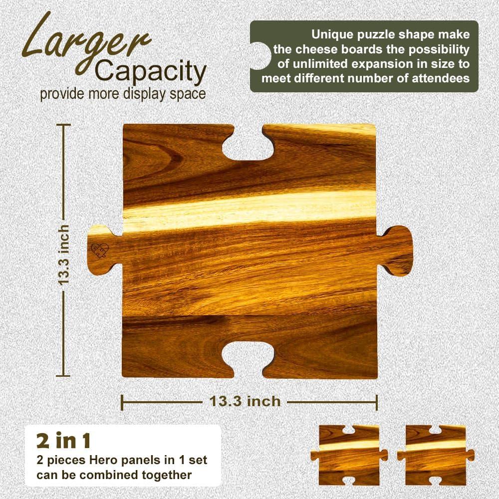 Juego de Tablas de Charcutería Stoneandegg - Madera Acacia, 2 Piezas