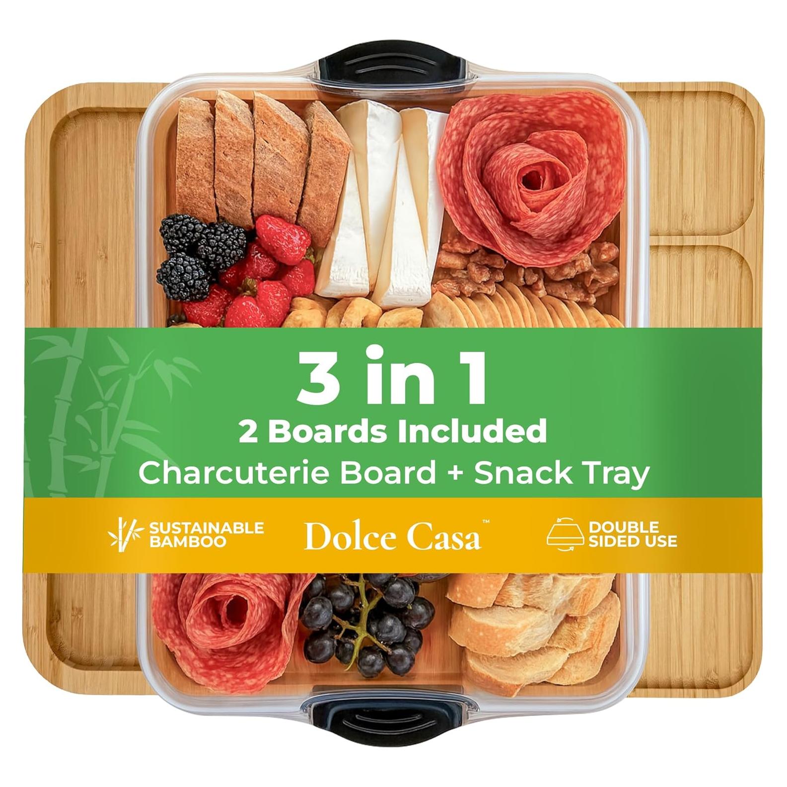 Tabla de Charcutería 3-en-1 Dolce Casa de Bambú Natural