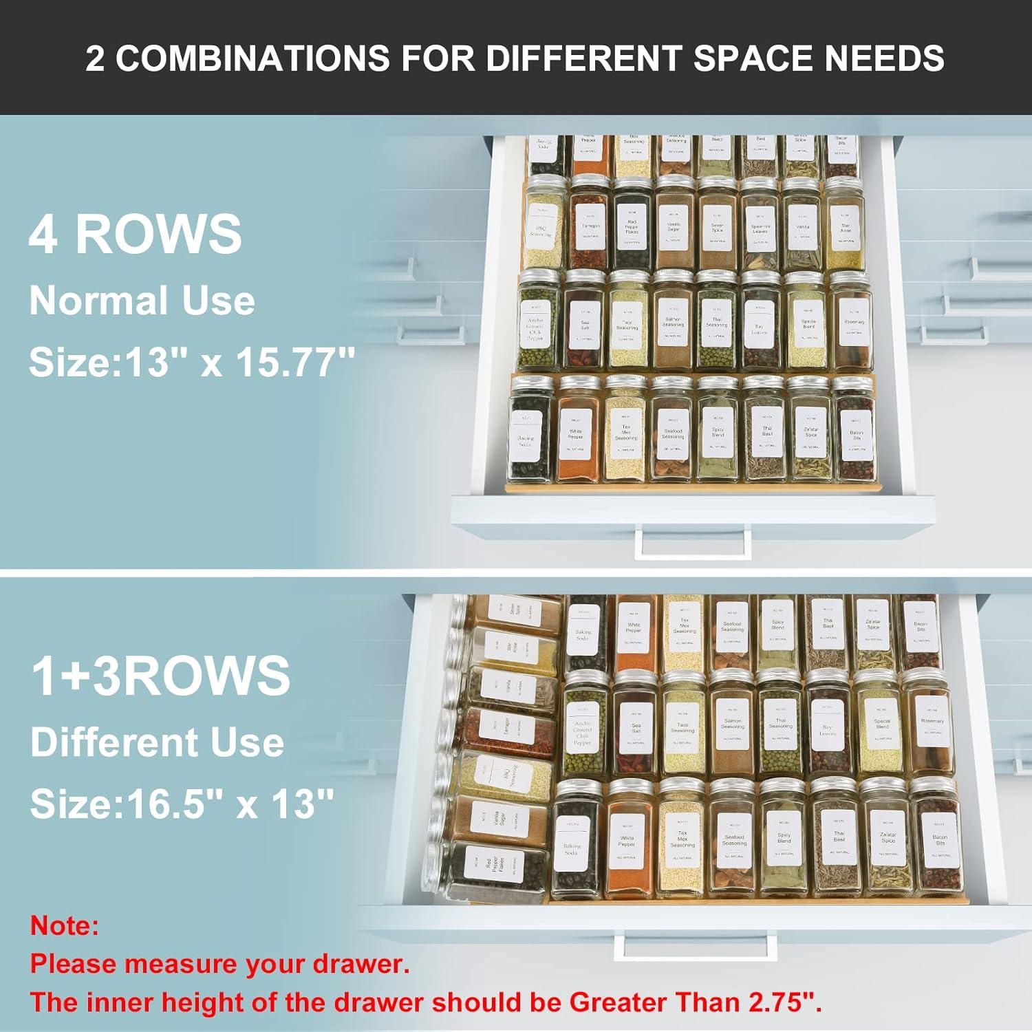 Organizador de Cajón de Especias KitHero con 24 Tarros y 216 Etiquetas